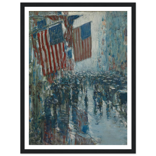 Rainy Day, Fifth Avenue (1916) Art Print | Childe Hassam - Framed Poster - 30x40 cm / 12x16″ - Black frame