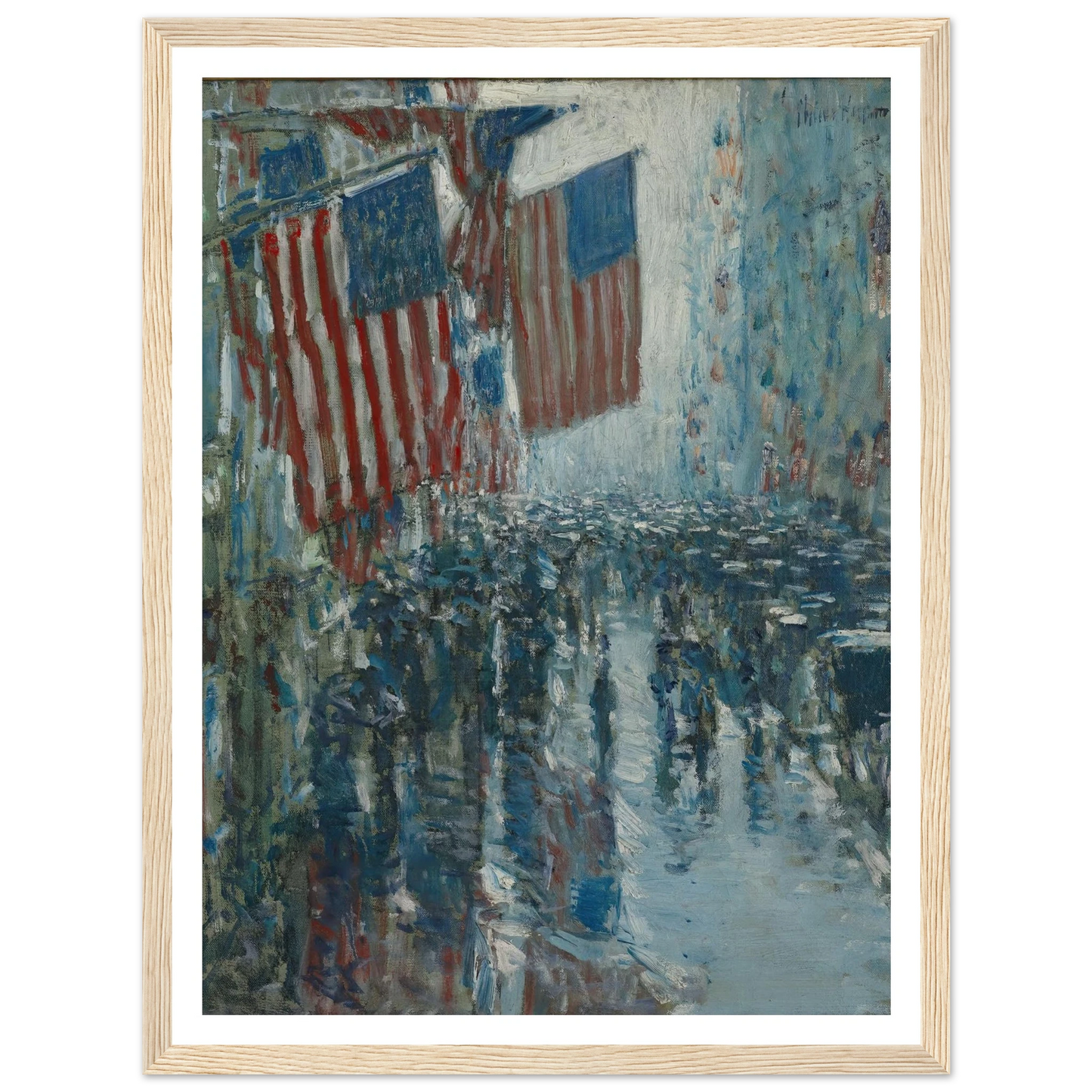 Rainy Day, Fifth Avenue (1916) Art Print | Childe Hassam - Framed Poster - 30x40 cm / 12x16″ - Black frame