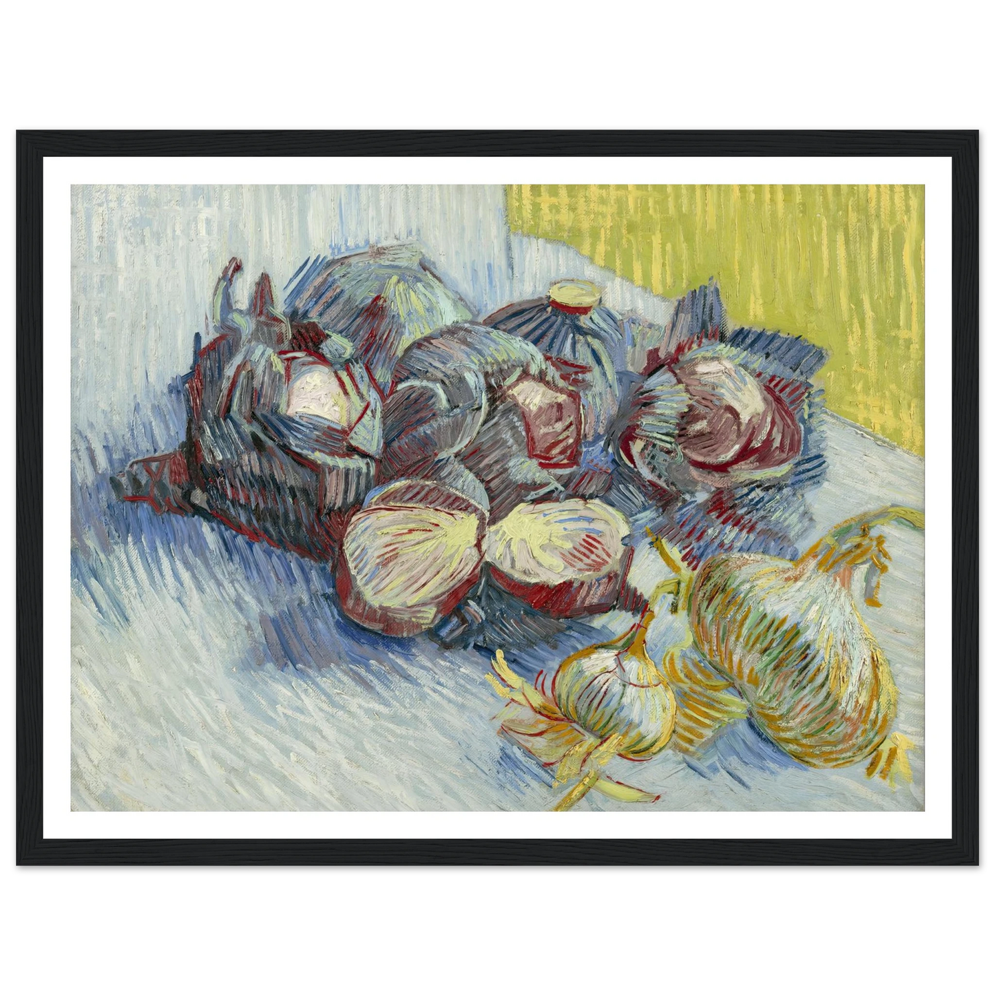 Red cabbages and onions (1887) Art Print | Vincent van Gogh - Framed Poster - 30x40 cm / 12x16″ - Black frame