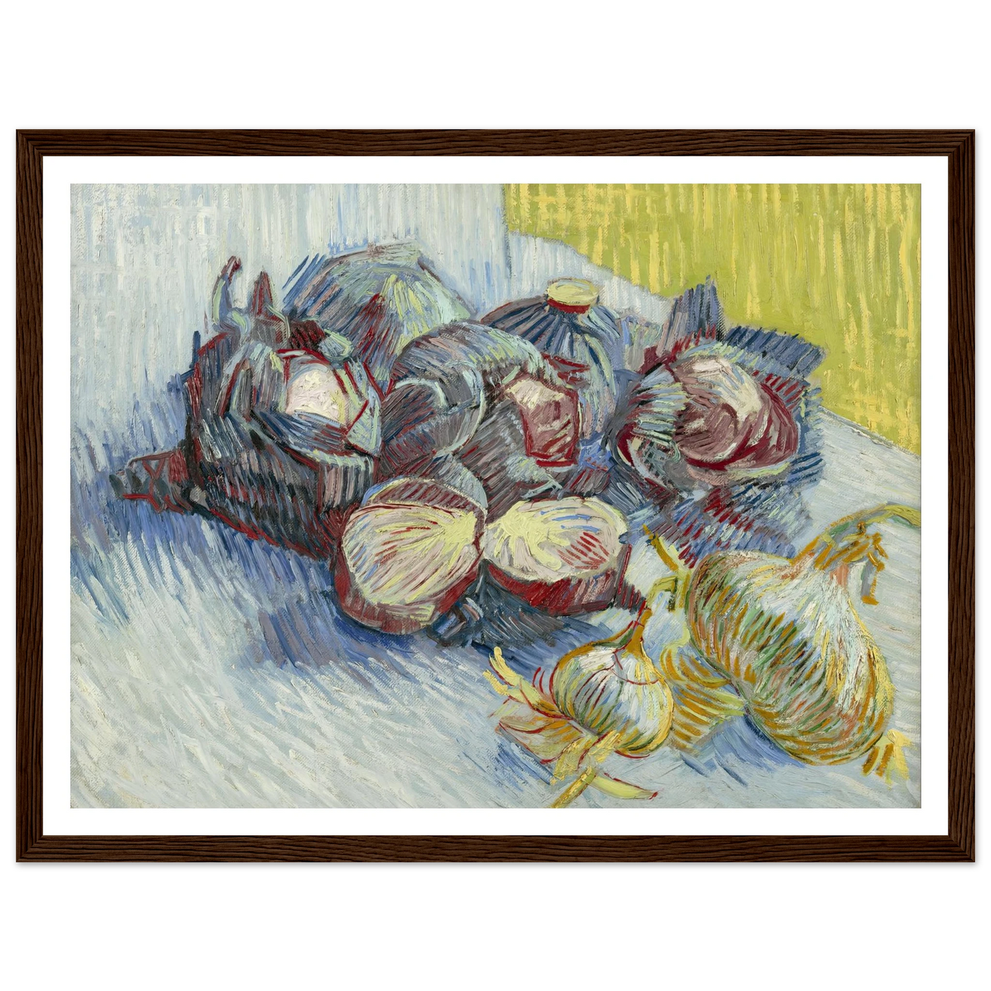 Red cabbages and onions (1887) Art Print | Vincent van Gogh - Framed Poster - 30x40 cm / 12x16″ - Black frame