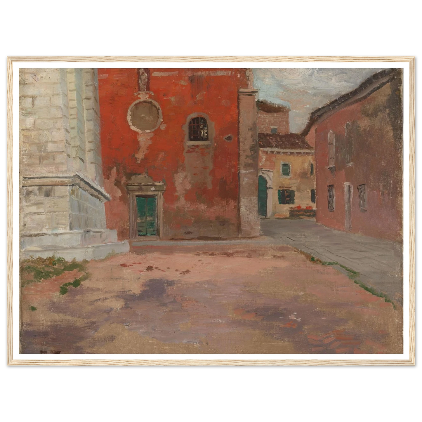 Red Church Wall in Venice (1894) Art Print | Frits Thaulow - Framed Poster - 30x40 cm / 12x16″ - Black frame