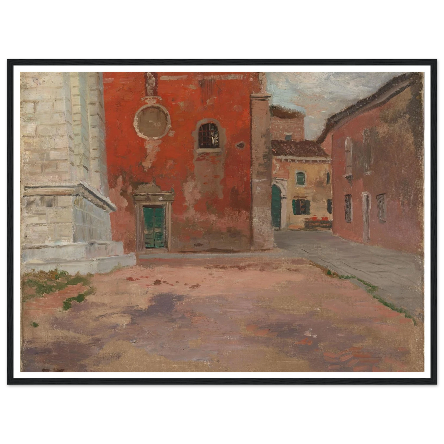 Red Church Wall in Venice (1894) Art Print | Frits Thaulow - Framed Poster - 30x40 cm / 12x16″ - Black frame