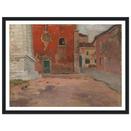 Red Church Wall in Venice (1894) Art Print | Frits Thaulow - Framed Poster - 30x40 cm / 12x16″ - Black frame