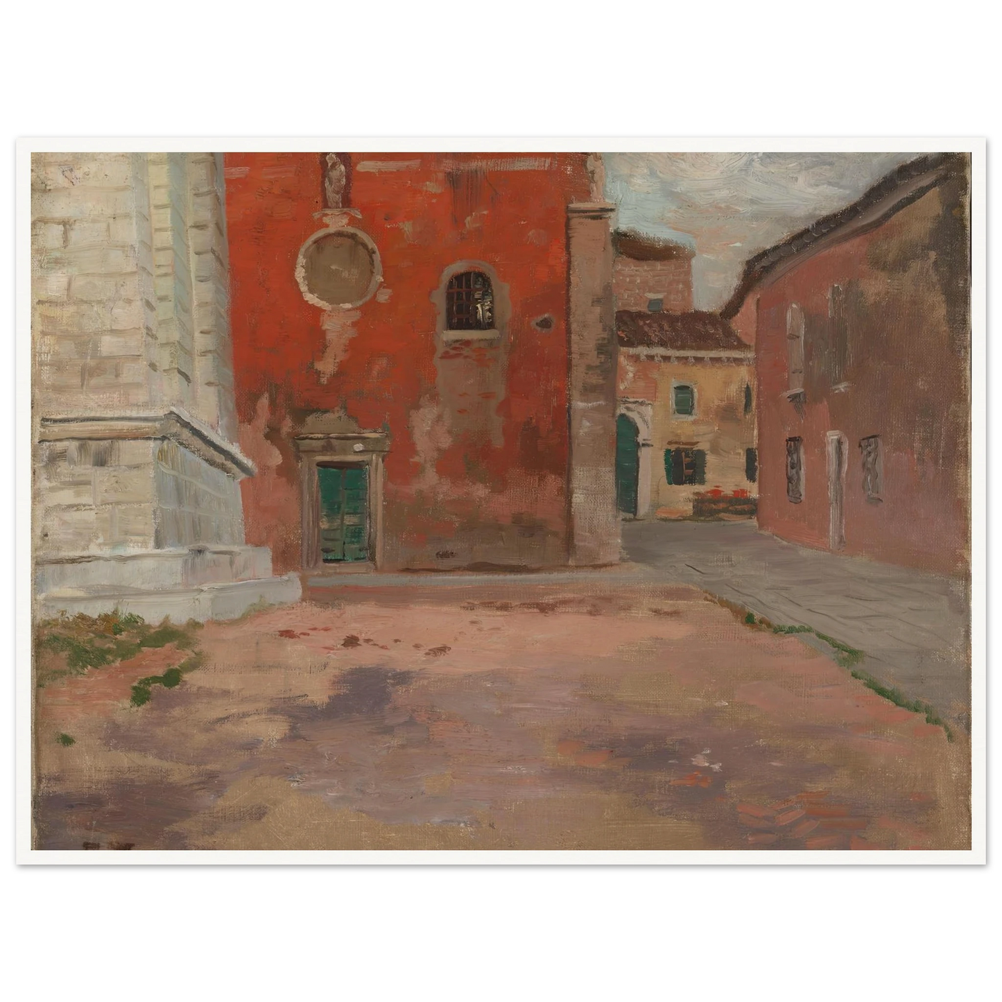 Red Church Wall in Venice (1894) Art Print | Frits Thaulow - Framed Poster - 30x40 cm / 12x16″ - Black frame
