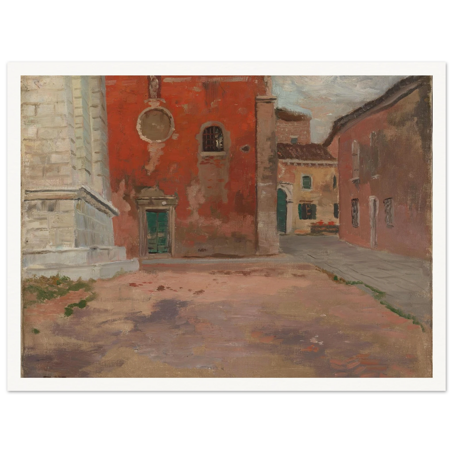 Red Church Wall in Venice (1894) Art Print | Frits Thaulow - Framed Poster - 30x40 cm / 12x16″ - Black frame