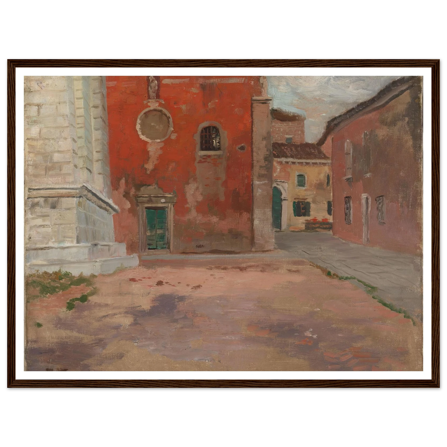 Red Church Wall in Venice (1894) Art Print | Frits Thaulow - Framed Poster - 30x40 cm / 12x16″ - Black frame