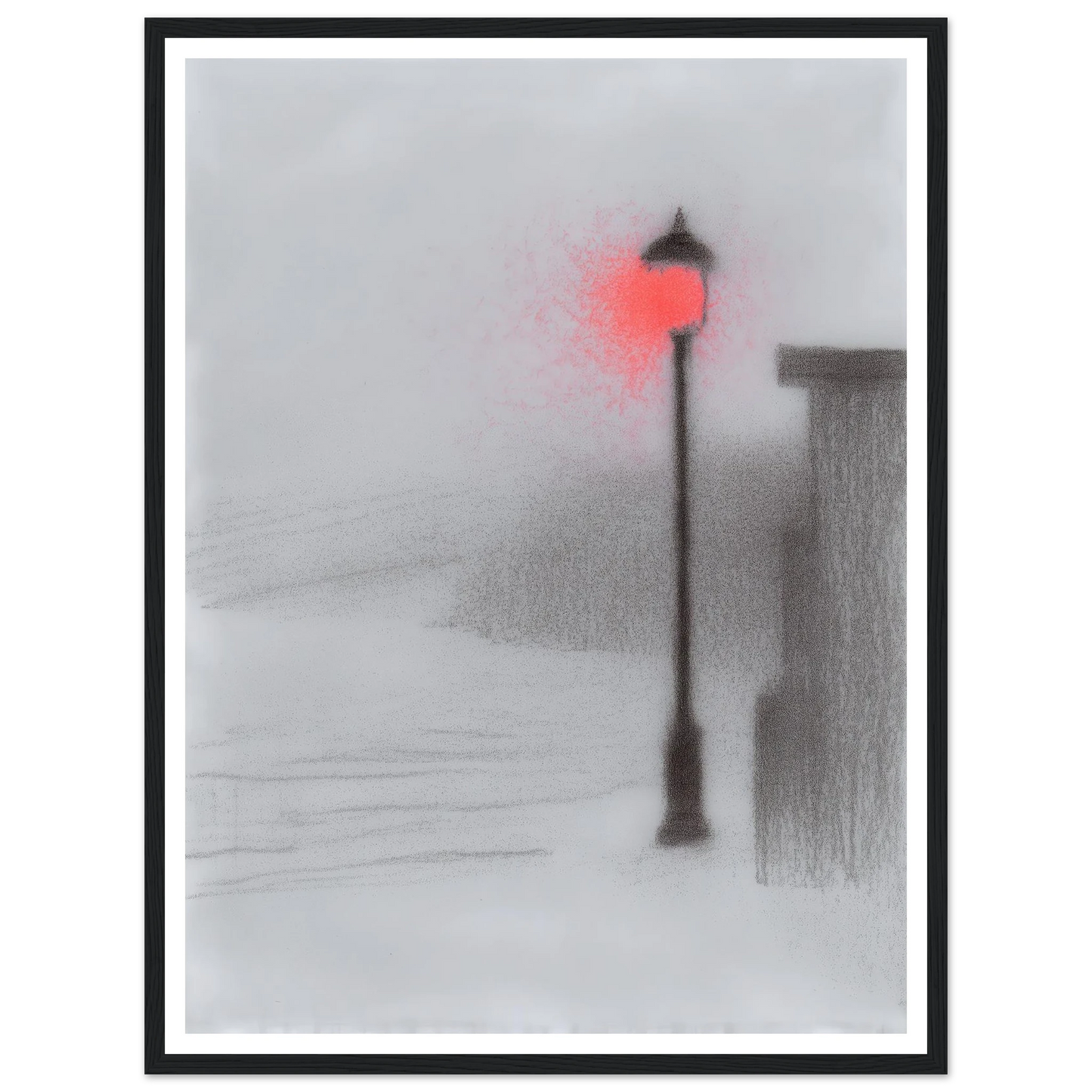 Red Light Street Lamp - Framed Poster - 30x40 cm / 12x16″ - Black frame