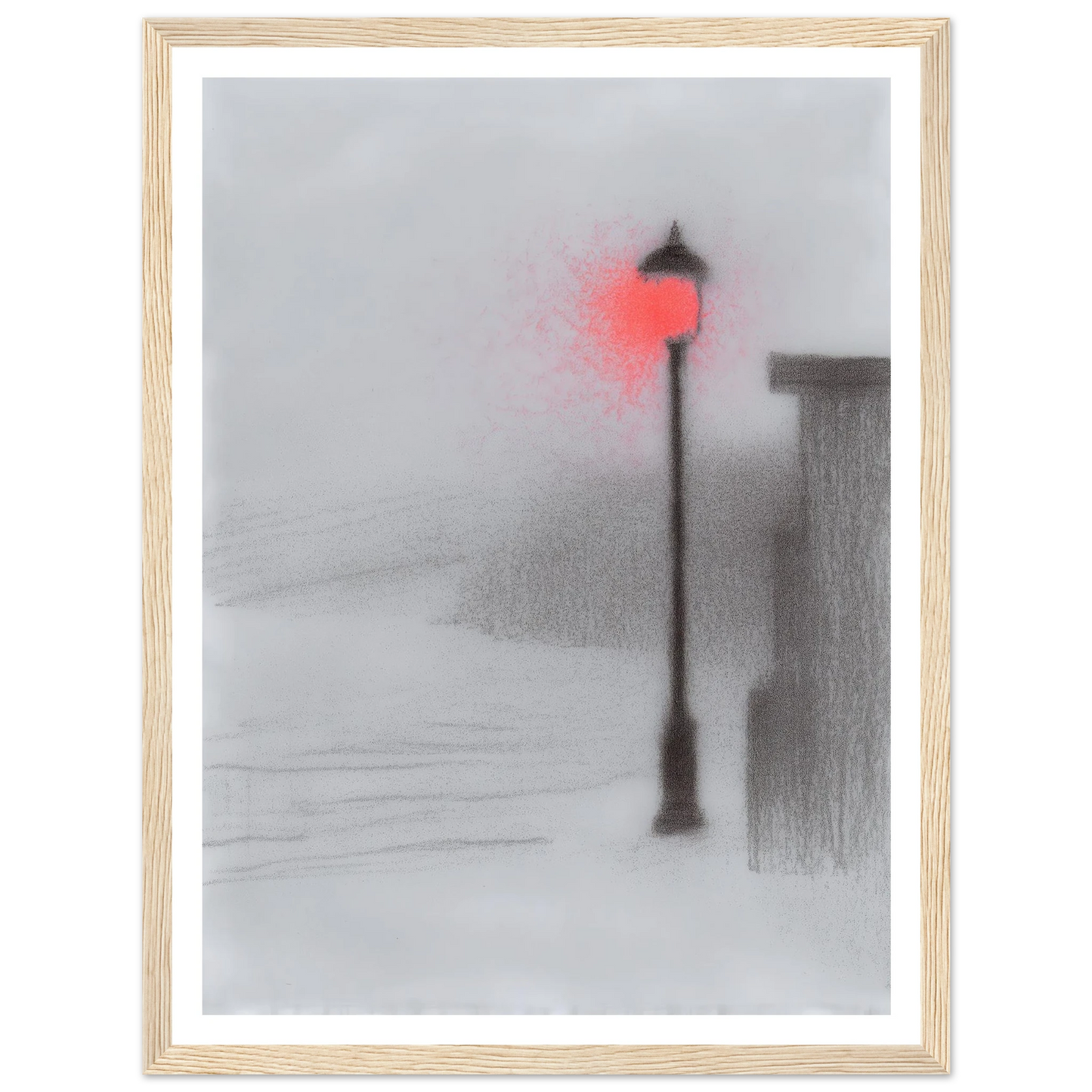 Red Light Street Lamp - Framed Poster - 30x40 cm / 12x16″ - Black frame