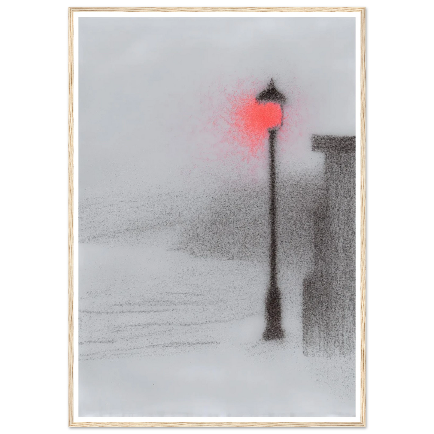 Red Light Street Lamp - Framed Poster - 30x40 cm / 12x16″ - Black frame