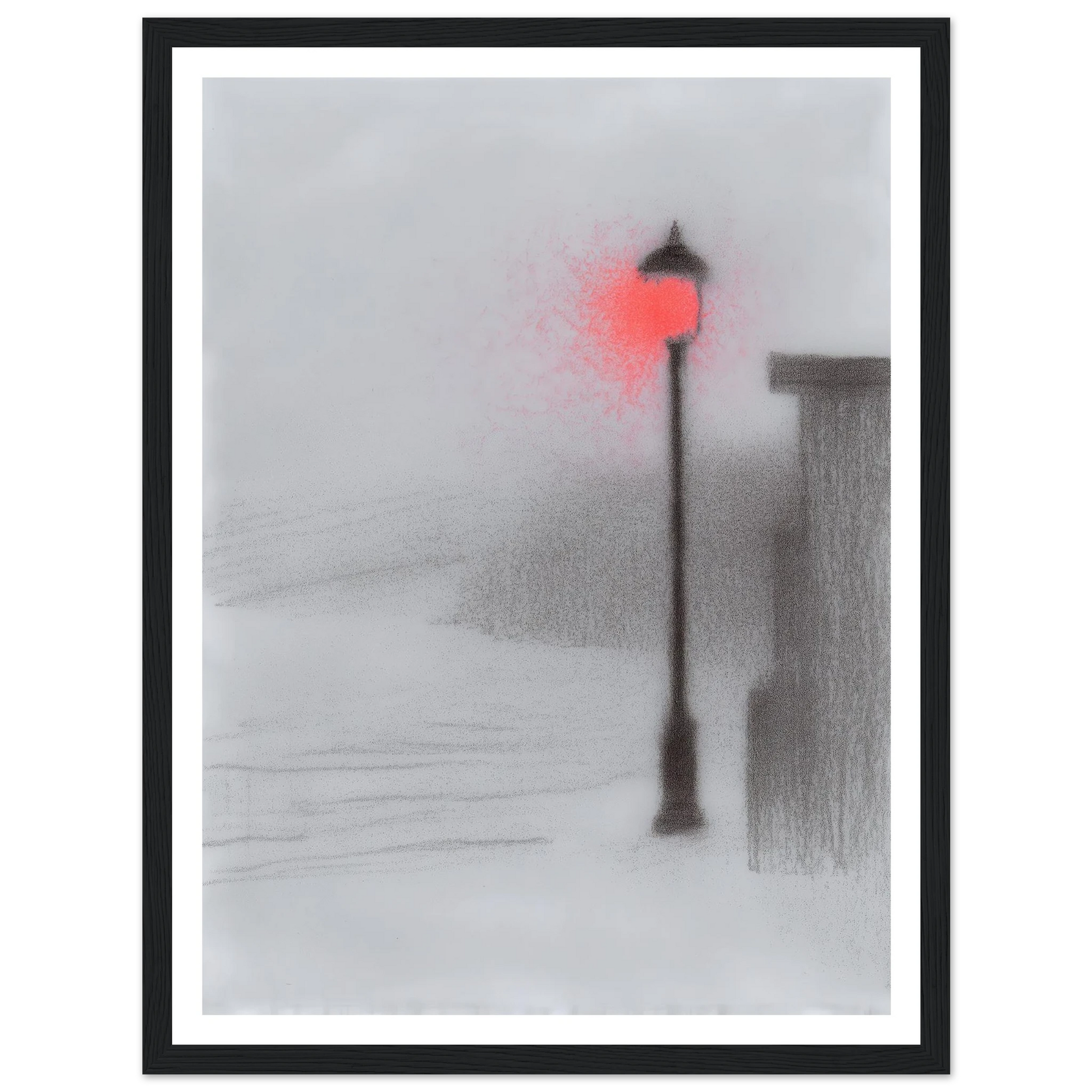 Red Light Street Lamp - Framed Poster - 30x40 cm / 12x16″ - Black frame