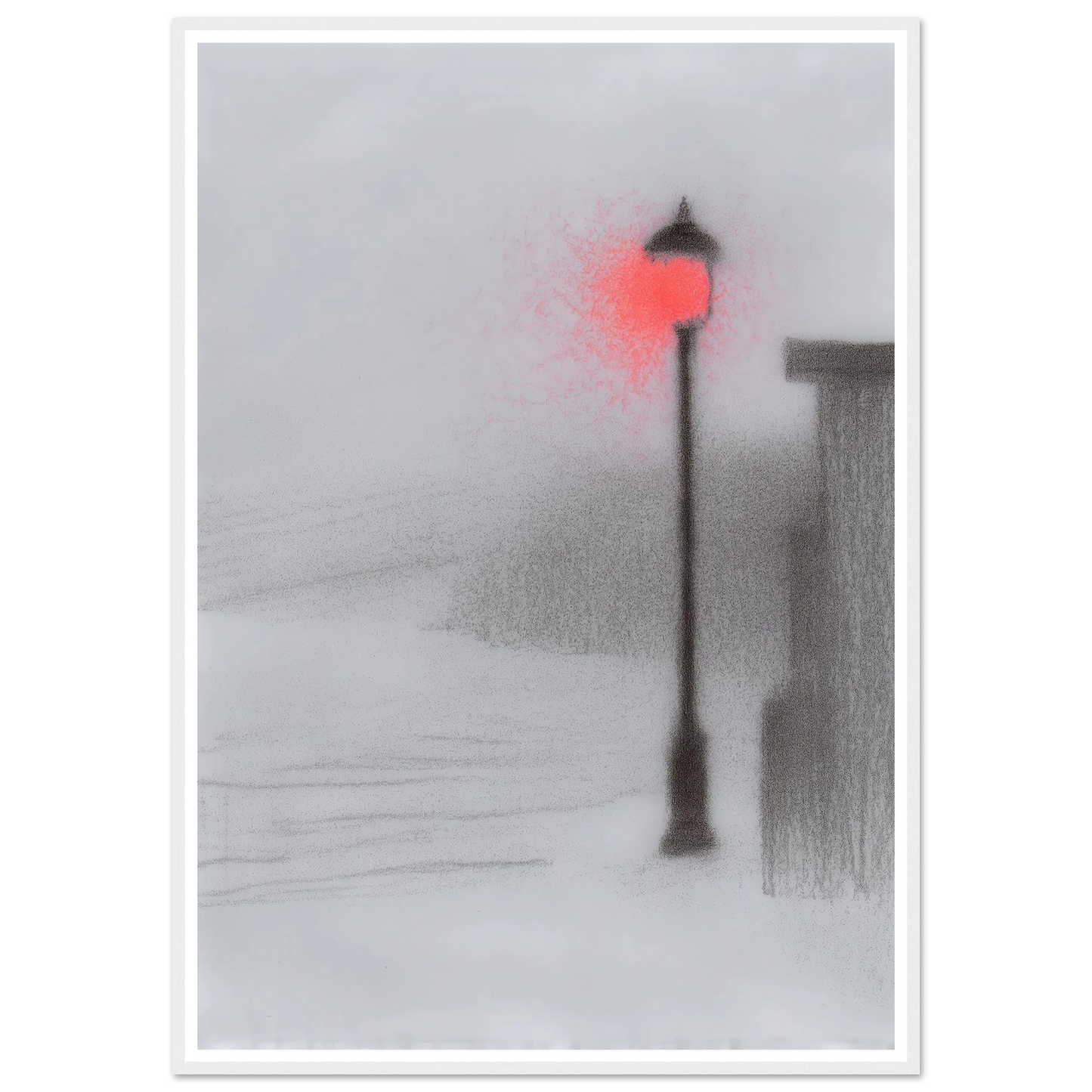 Red Light Street Lamp - Framed Poster - 30x40 cm / 12x16″ - Black frame