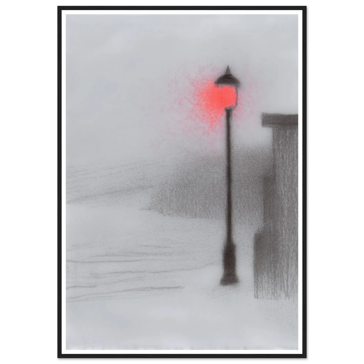 Red Light Street Lamp - Framed Poster - 30x40 cm / 12x16″ - Black frame
