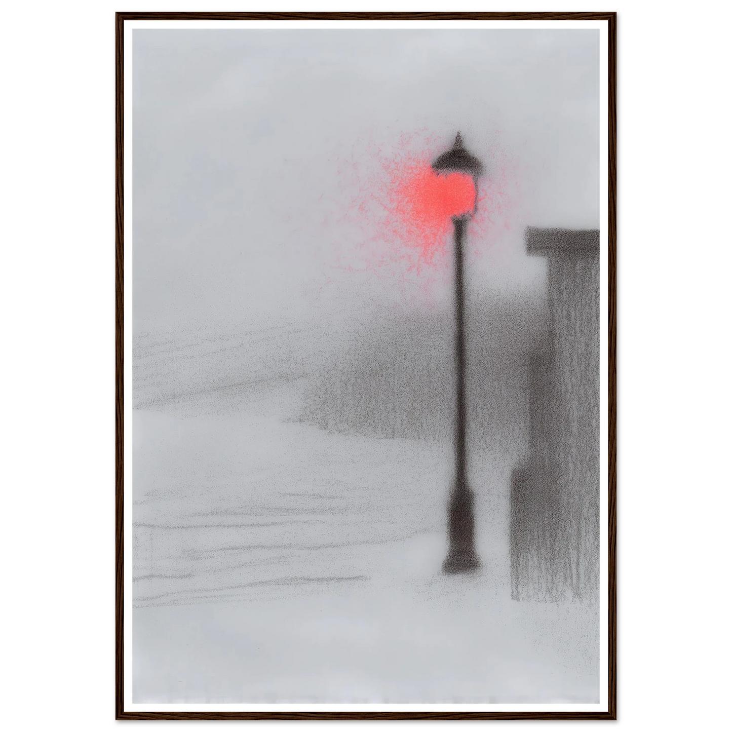 Red Light Street Lamp - Framed Poster - 30x40 cm / 12x16″ - Black frame
