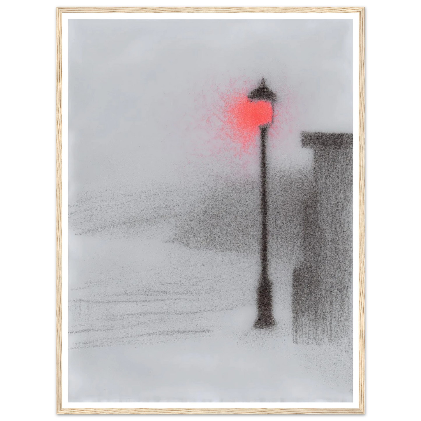 Red Light Street Lamp - Framed Poster - 30x40 cm / 12x16″ - Black frame