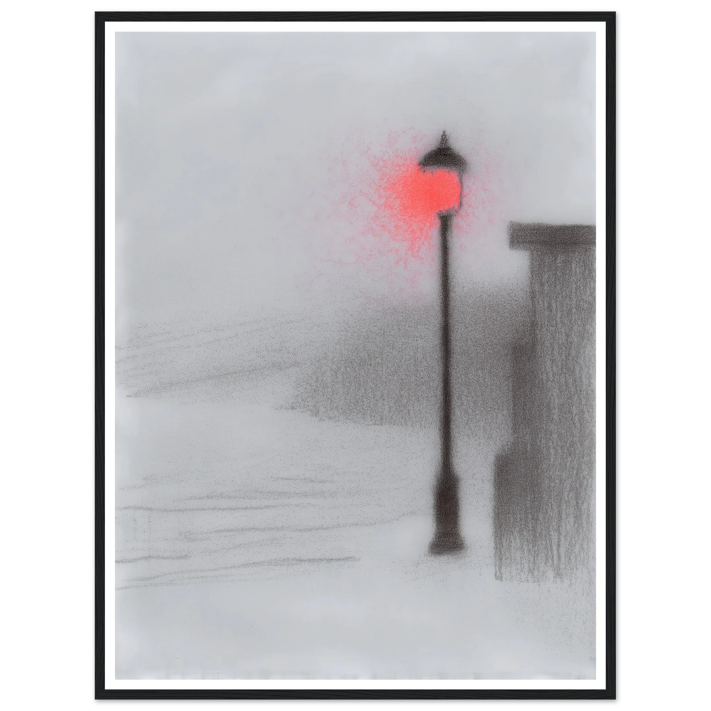 Red Light Street Lamp - Framed Poster - 30x40 cm / 12x16″ - Black frame