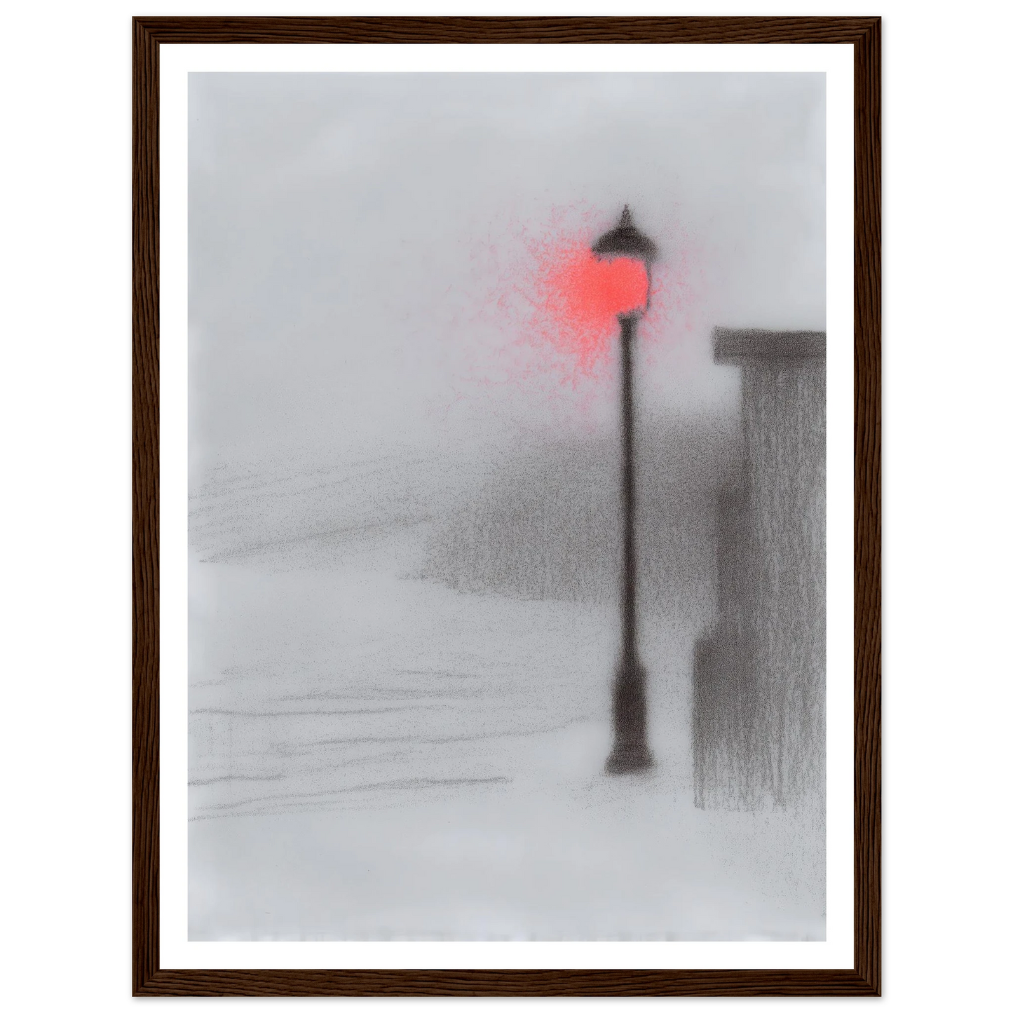 Red Light Street Lamp - Framed Poster - 30x40 cm / 12x16″ - Black frame