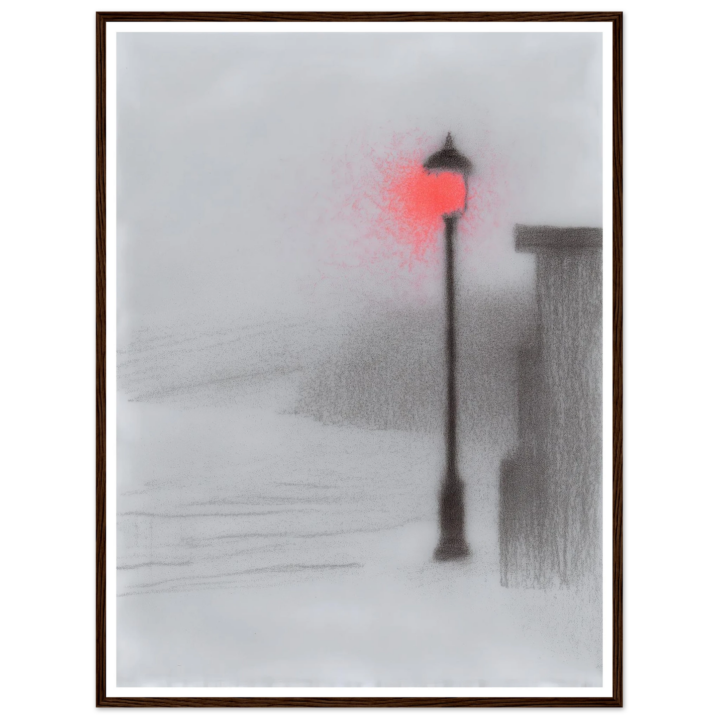 Red Light Street Lamp - Framed Poster - 30x40 cm / 12x16″ - Black frame