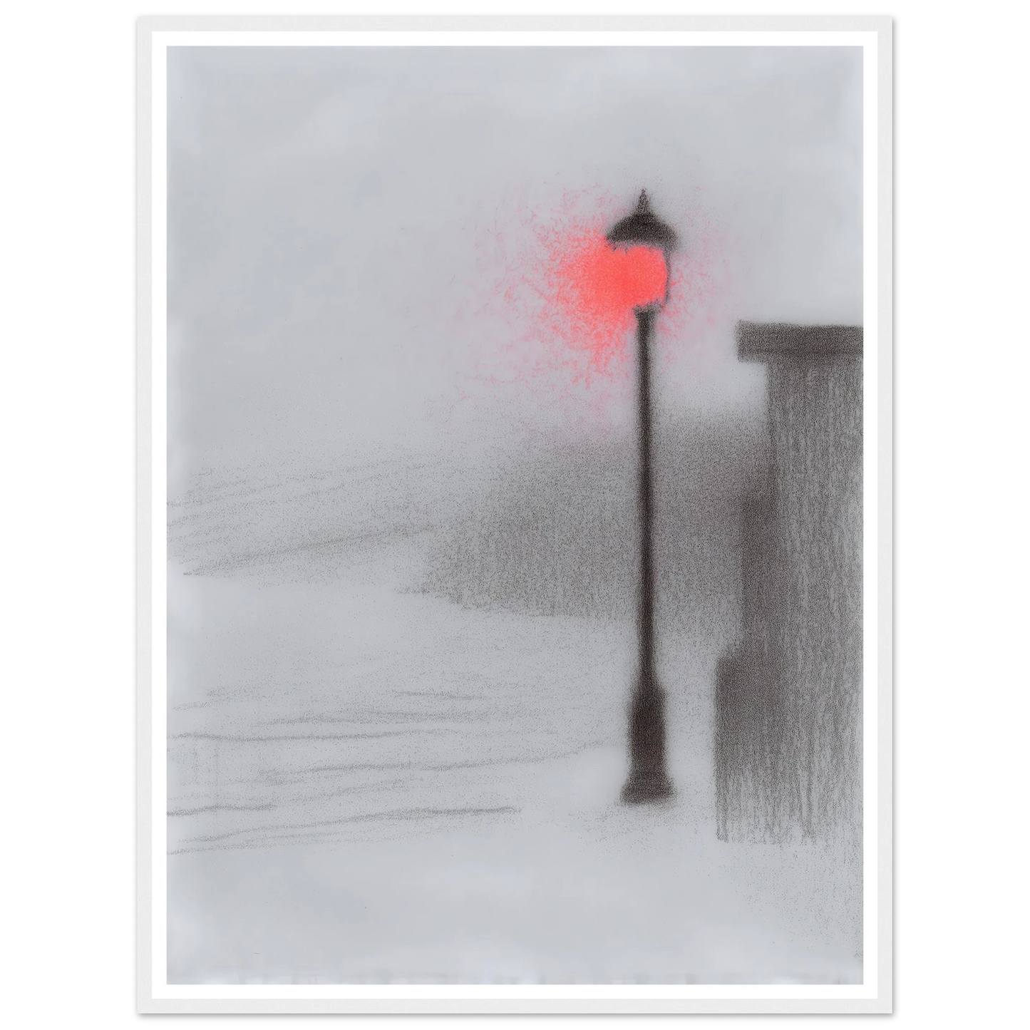 Red Light Street Lamp - Framed Poster - 30x40 cm / 12x16″ - Black frame