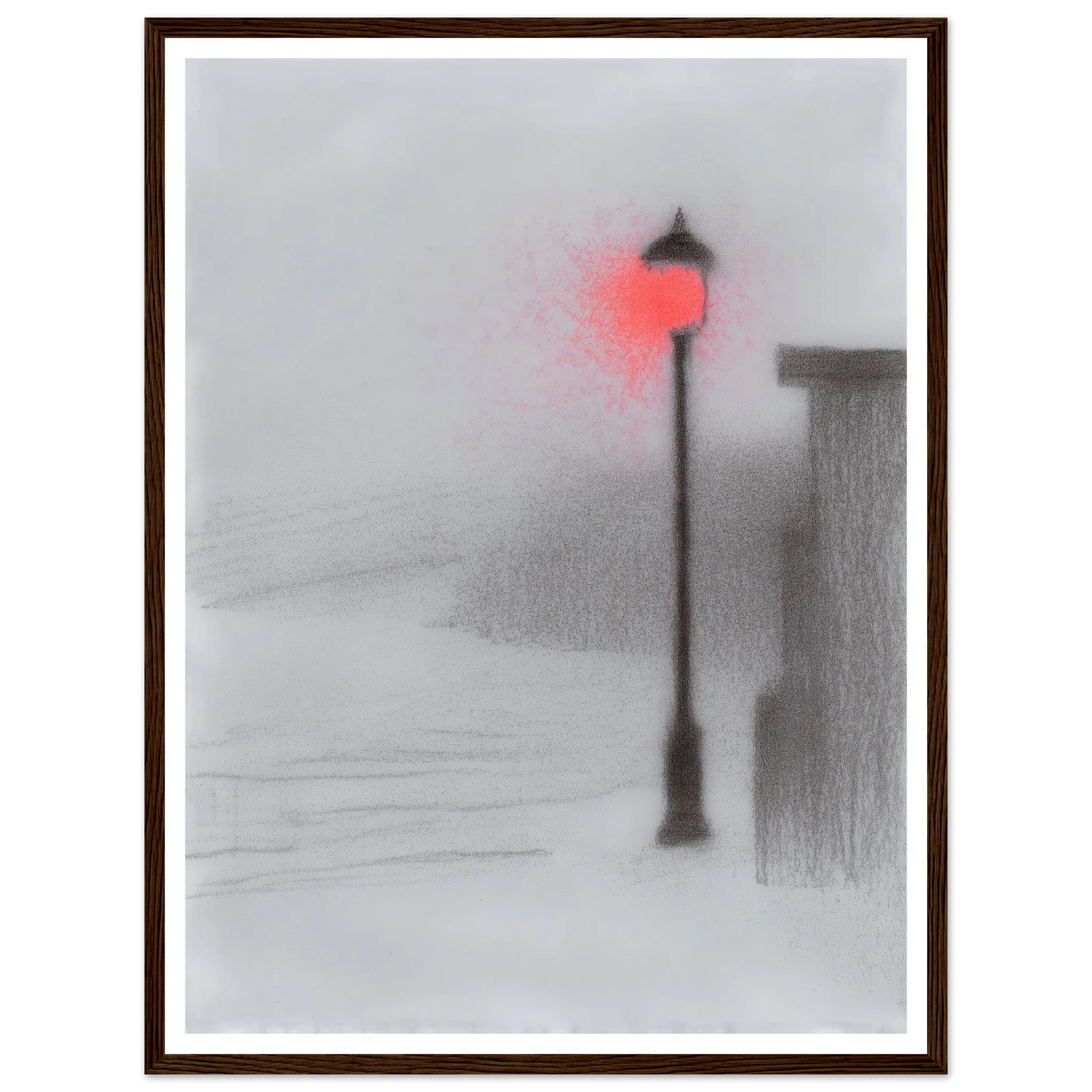 Red Light Street Lamp - Framed Poster - 30x40 cm / 12x16″ - Black frame