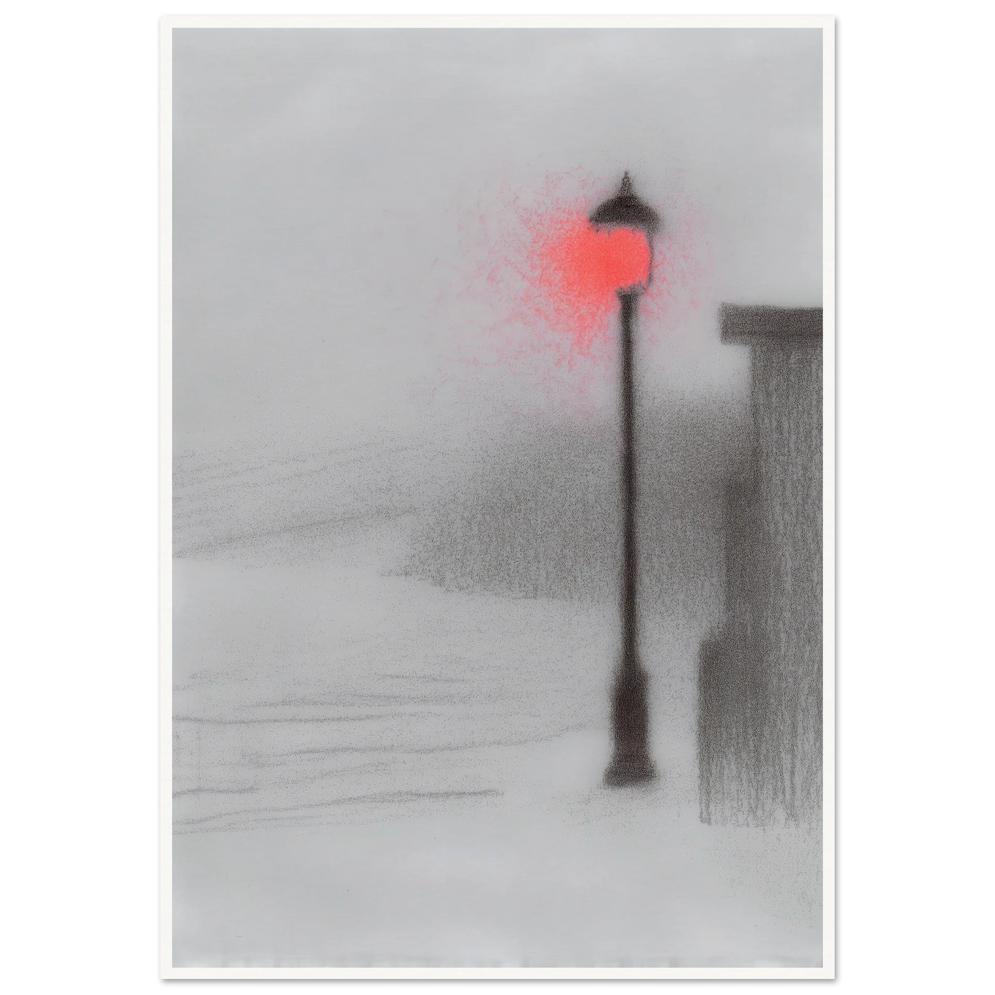 Red Light Street Lamp - Framed Poster - 30x40 cm / 12x16″ - Black frame
