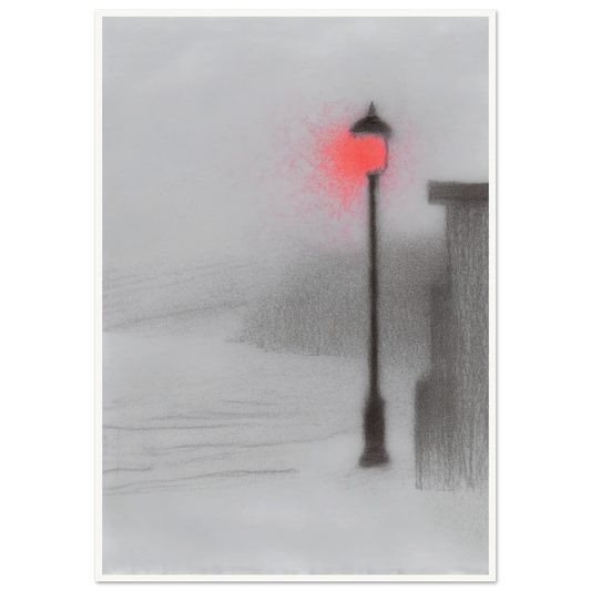 Red Light Street Lamp - Framed Poster - 30x40 cm / 12x16″ - Black frame