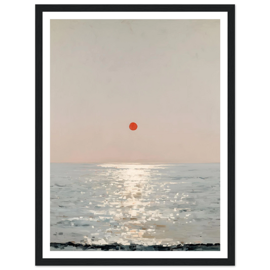 Red Sun Over Sea - Framed Poster - 30x40 cm / 12x16″ - Black frame