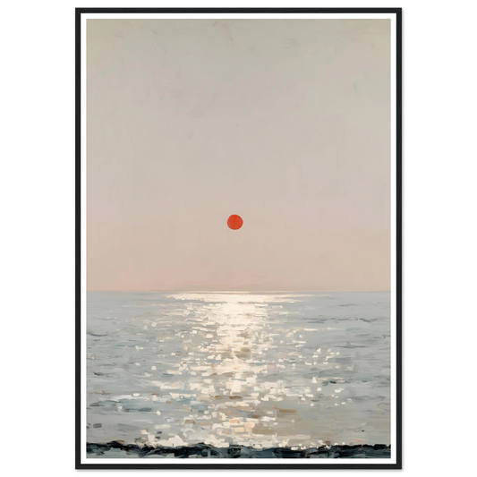 Red Sun Over Sea - Framed Poster - 30x40 cm / 12x16″ - Black frame