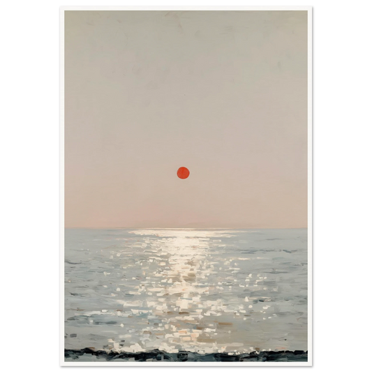 Red Sun Over Sea - Framed Poster - 30x40 cm / 12x16″ - Black frame