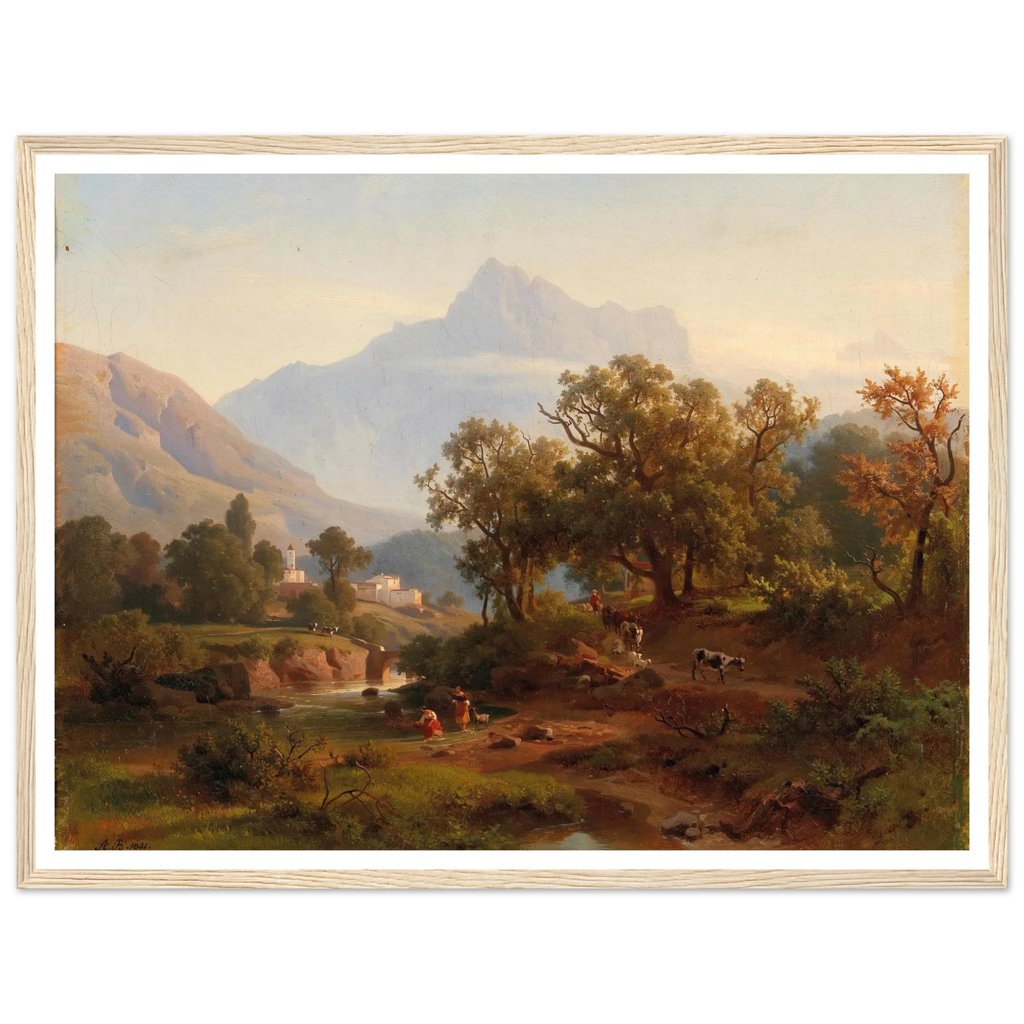 Region In South Tyrol–landscape In The Morning Light Art Print | August Behrendsen - Framed Poster - 30x40 cm / 12x16″ - Black frame