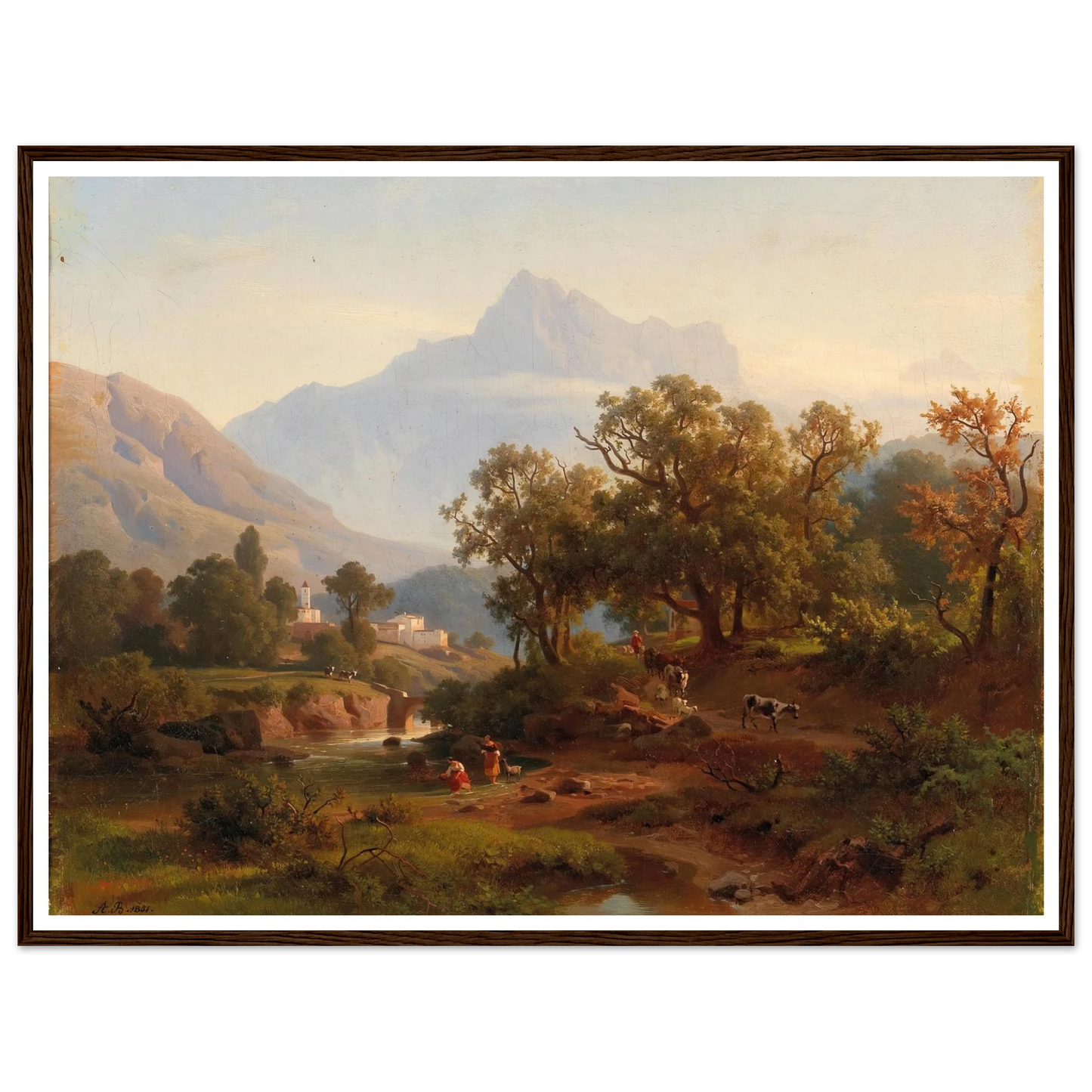 Region In South Tyrol–landscape In The Morning Light Art Print | August Behrendsen - Framed Poster - 30x40 cm / 12x16″ - Black frame
