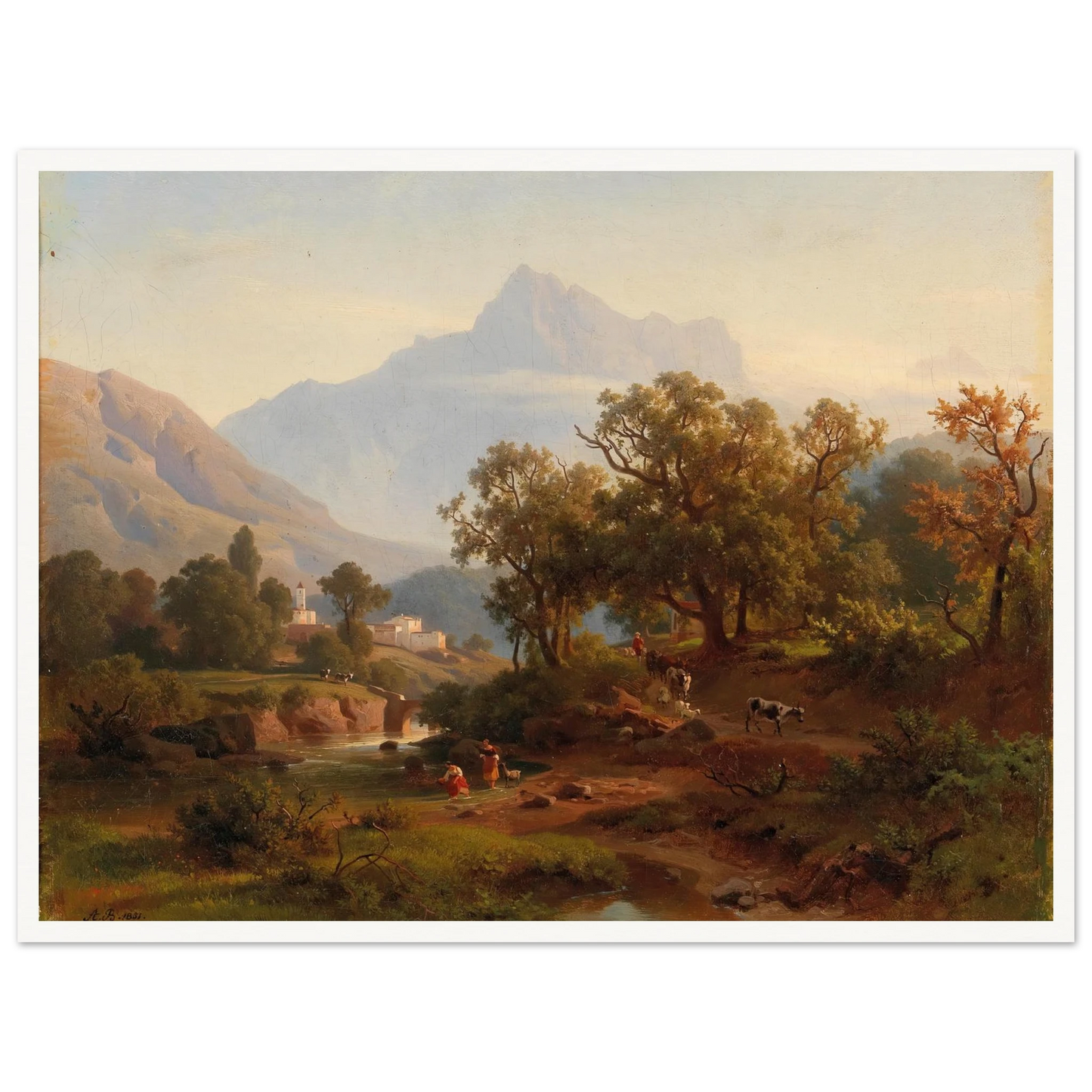 Region In South Tyrol–landscape In The Morning Light Art Print | August Behrendsen - Framed Poster - 30x40 cm / 12x16″ - Black frame