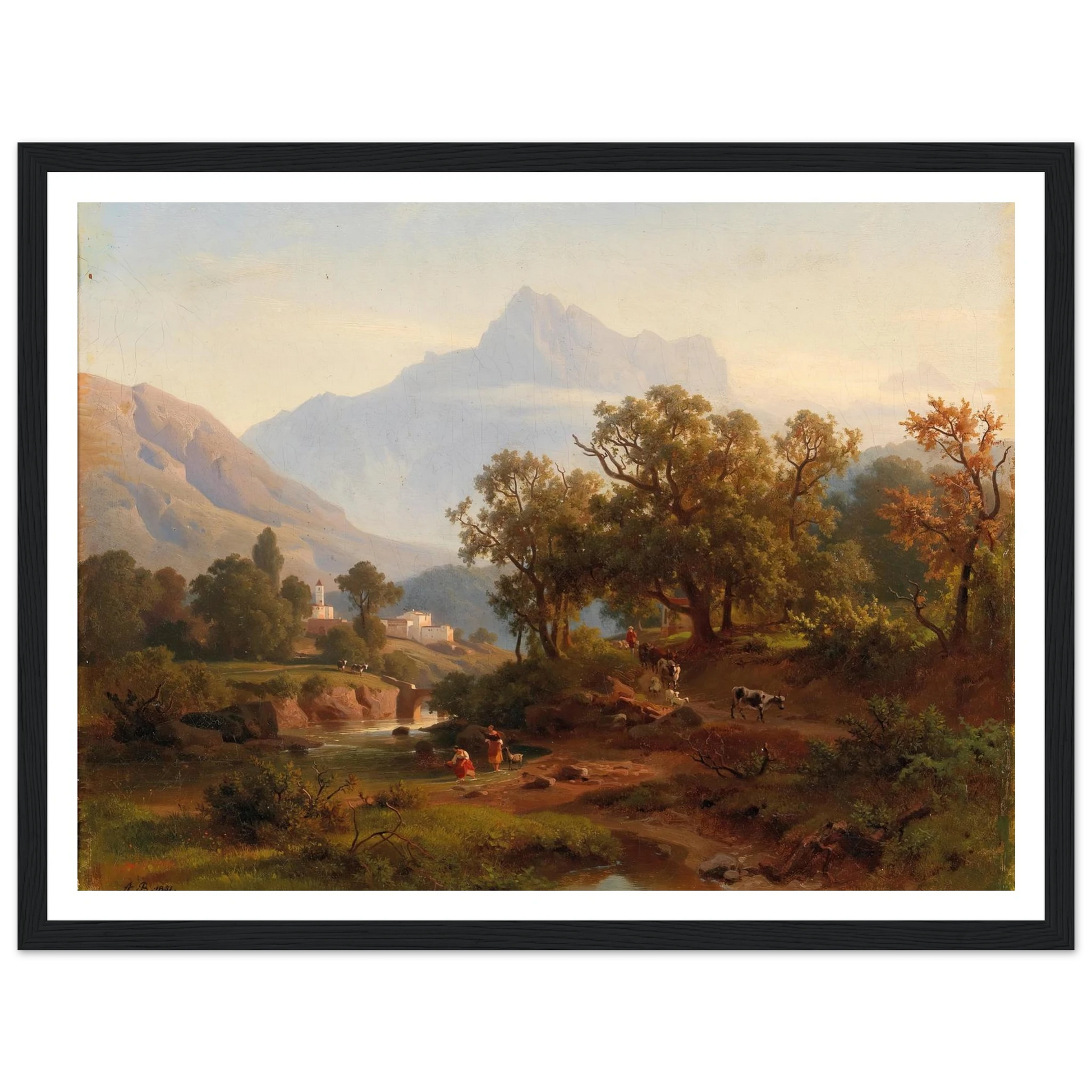 Region In South Tyrol–landscape In The Morning Light Art Print | August Behrendsen - Framed Poster - 30x40 cm / 12x16″ - Black frame