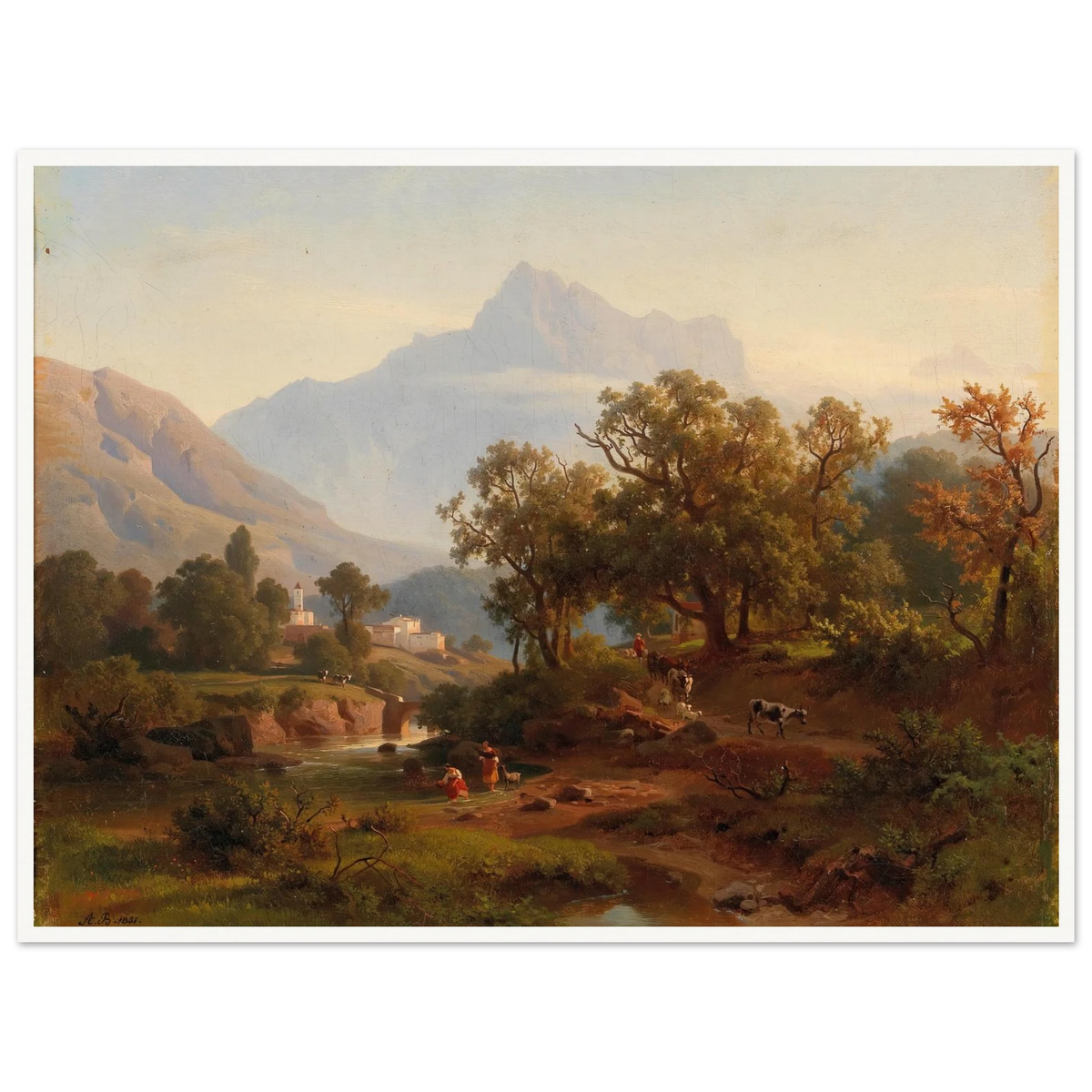 Region In South Tyrol–landscape In The Morning Light Art Print | August Behrendsen - Framed Poster - 30x40 cm / 12x16″ - Black frame