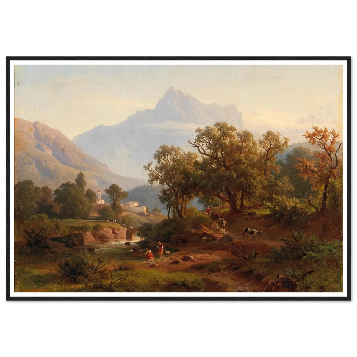 Region In South Tyrol–landscape In The Morning Light Art Print | August Behrendsen - Framed Poster - 30x40 cm / 12x16″ - Black frame