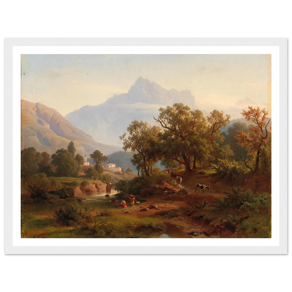 Region In South Tyrol–landscape In The Morning Light Art Print | August Behrendsen - Framed Poster - 30x40 cm / 12x16″ - Black frame