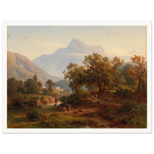 Region In South Tyrol–landscape In The Morning Light Art Print | August Behrendsen - Framed Poster - 30x40 cm / 12x16″ - Black frame