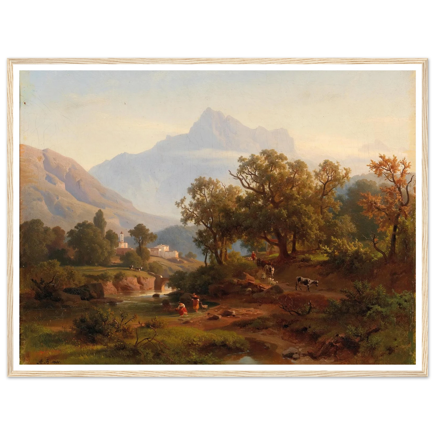 Region In South Tyrol–landscape In The Morning Light Art Print | August Behrendsen - Framed Poster - 30x40 cm / 12x16″ - Black frame