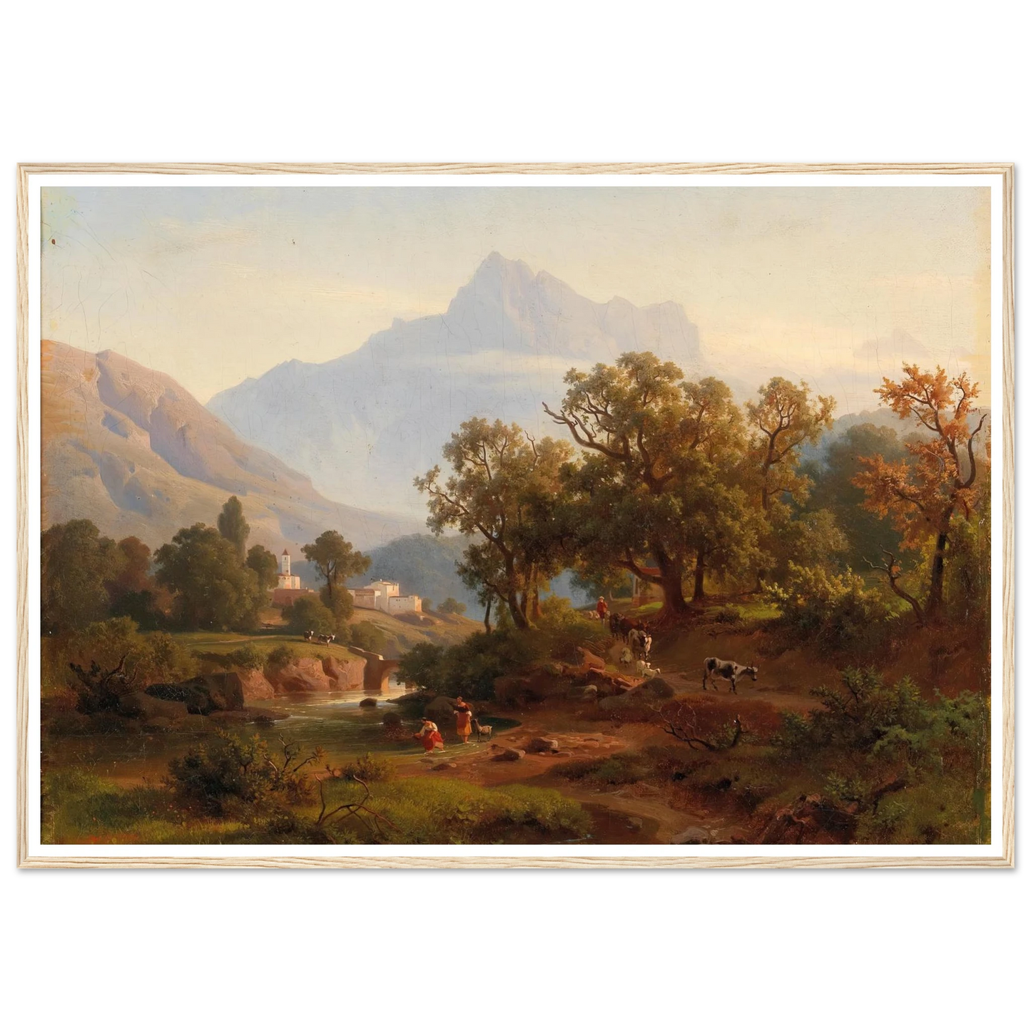 Region In South Tyrol–landscape In The Morning Light Art Print | August Behrendsen - Framed Poster - 30x40 cm / 12x16″ - Black frame