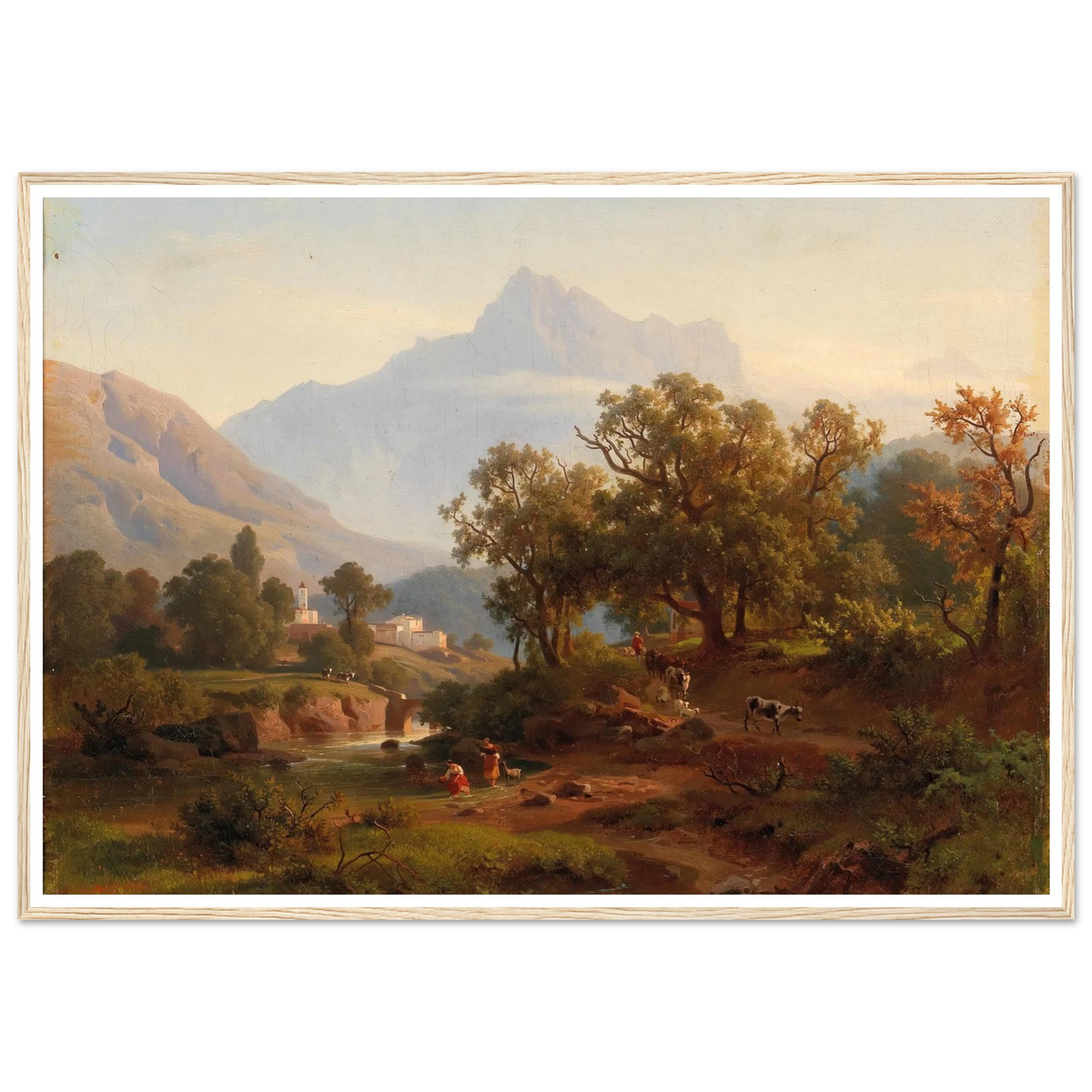 Region In South Tyrol–landscape In The Morning Light Art Print | August Behrendsen - Framed Poster - 30x40 cm / 12x16″ - Black frame