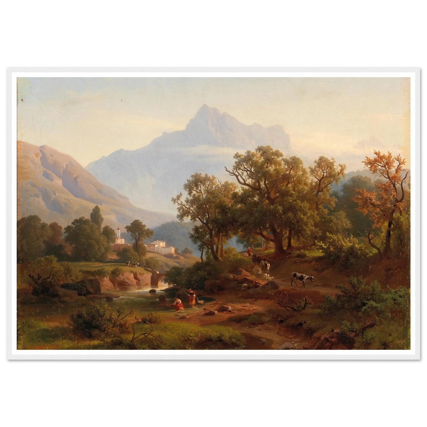 Region In South Tyrol–landscape In The Morning Light Art Print | August Behrendsen - Framed Poster - 30x40 cm / 12x16″ - Black frame