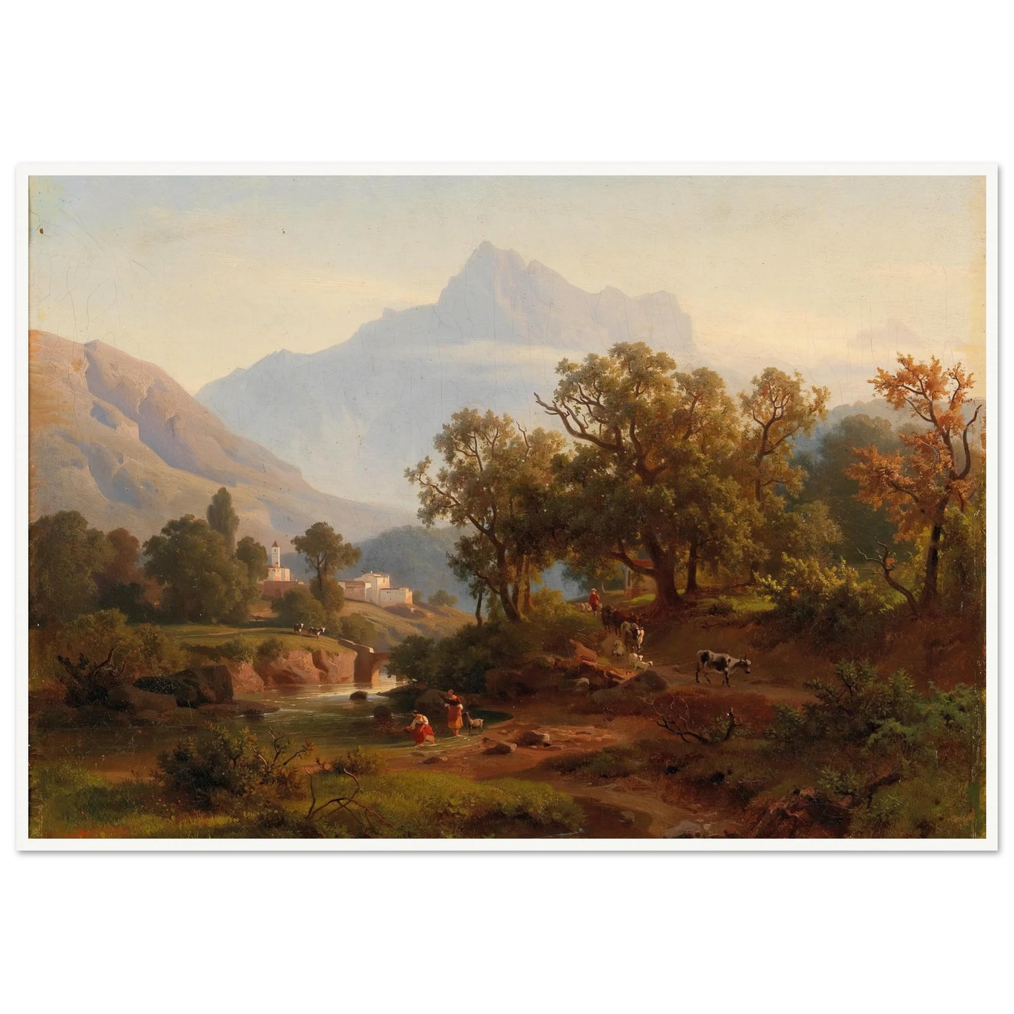 Region In South Tyrol–landscape In The Morning Light Art Print | August Behrendsen - Framed Poster - 30x40 cm / 12x16″ - Black frame