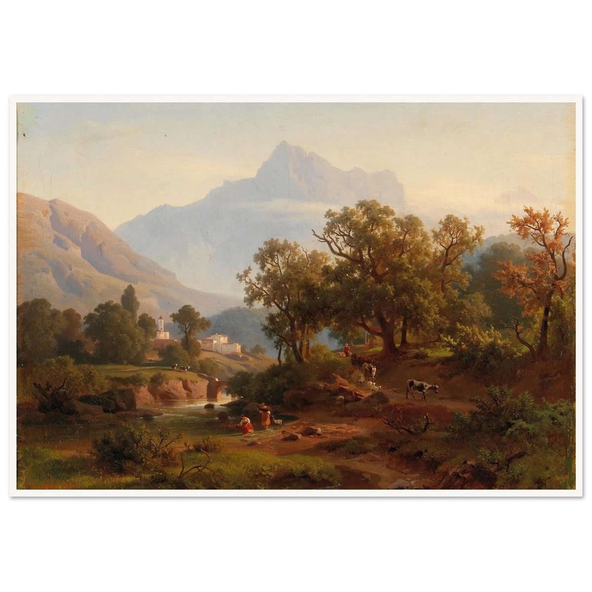 Region In South Tyrol–landscape In The Morning Light Art Print | August Behrendsen - Framed Poster - 30x40 cm / 12x16″ - Black frame
