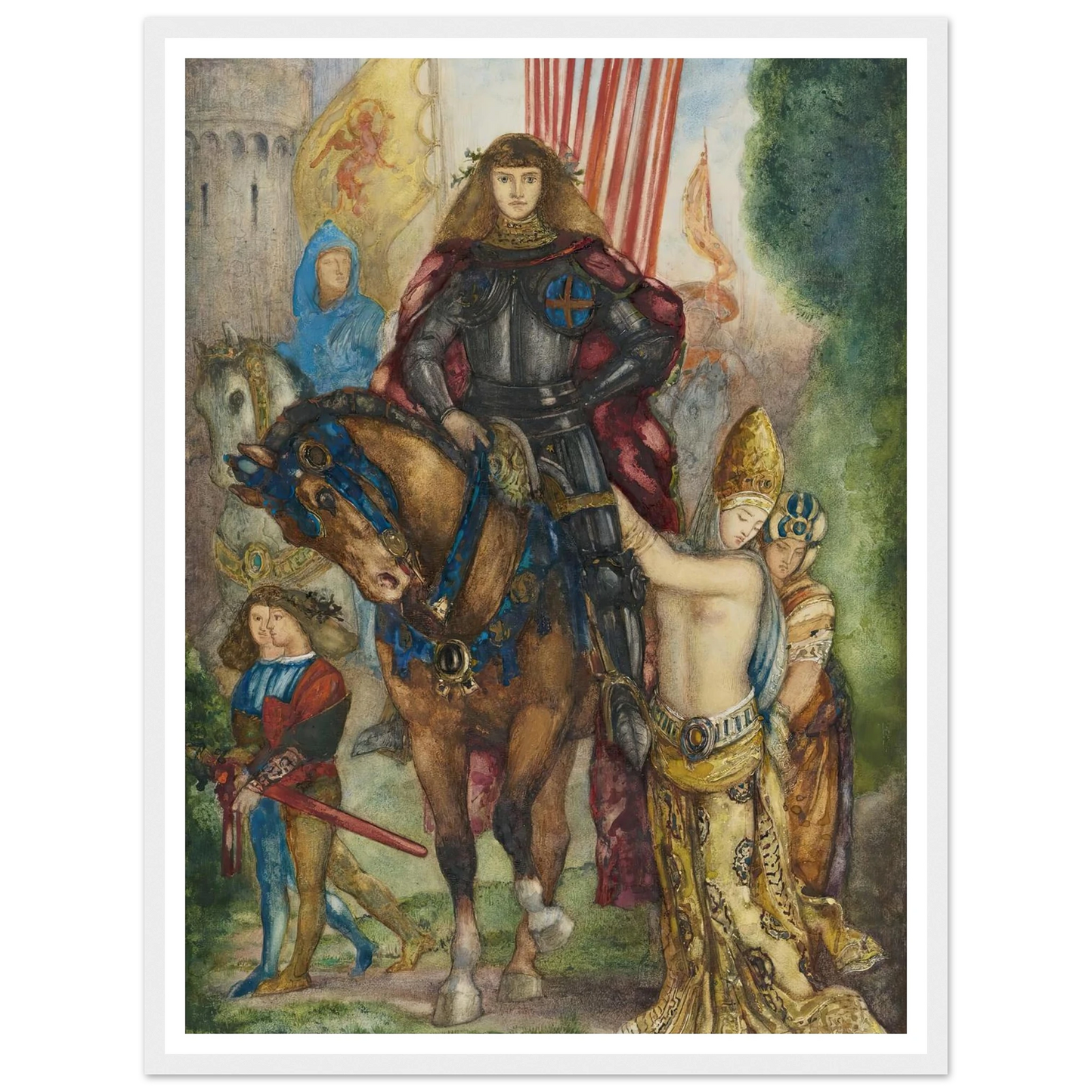 Reître et captives Art Print | Gustave Moreau - Framed Poster - 30x40 cm / 12x16″ - Black frame
