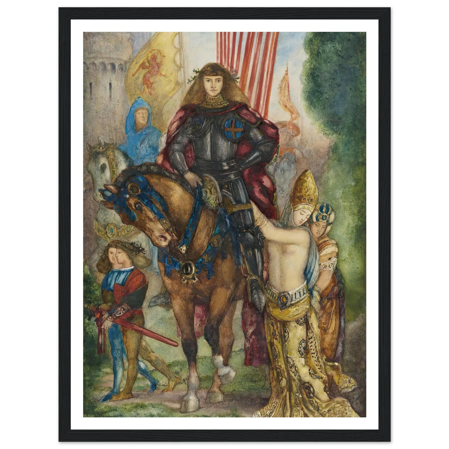 Reître et captives Art Print | Gustave Moreau - Framed Poster - 30x40 cm / 12x16″ - Black frame