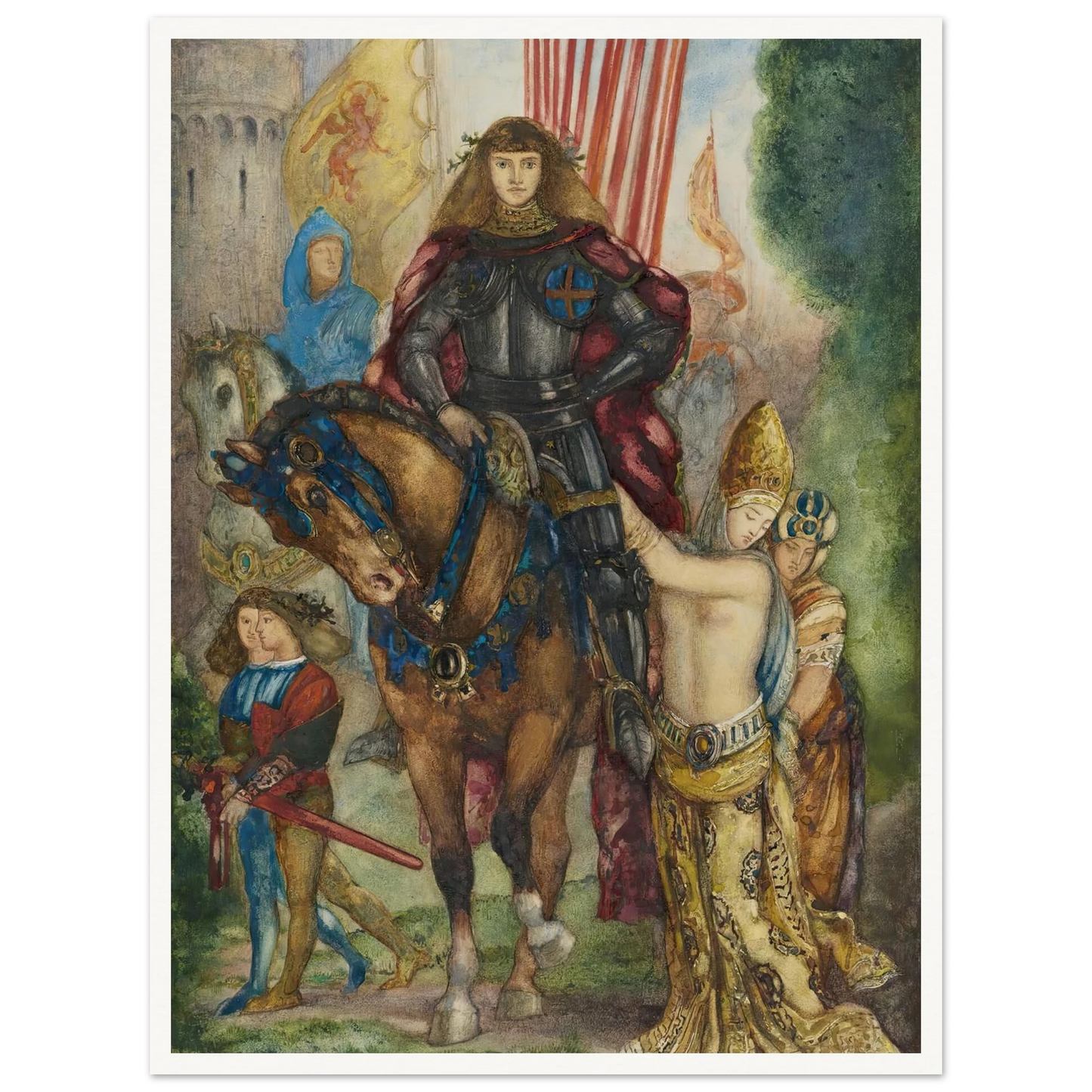 Reître et captives Art Print | Gustave Moreau - Framed Poster - 30x40 cm / 12x16″ - Black frame