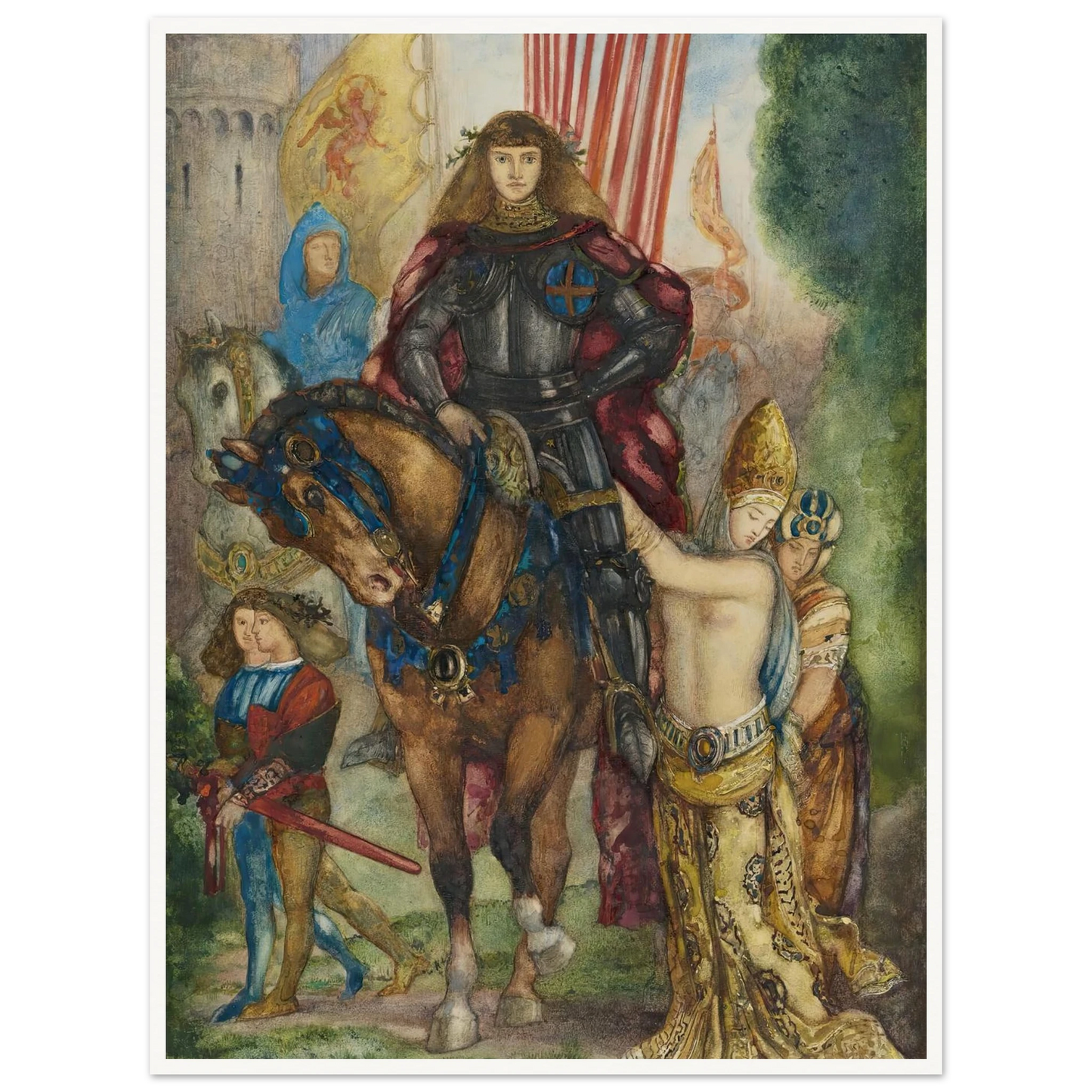 Reître et captives Art Print | Gustave Moreau - Framed Poster - 30x40 cm / 12x16″ - Black frame
