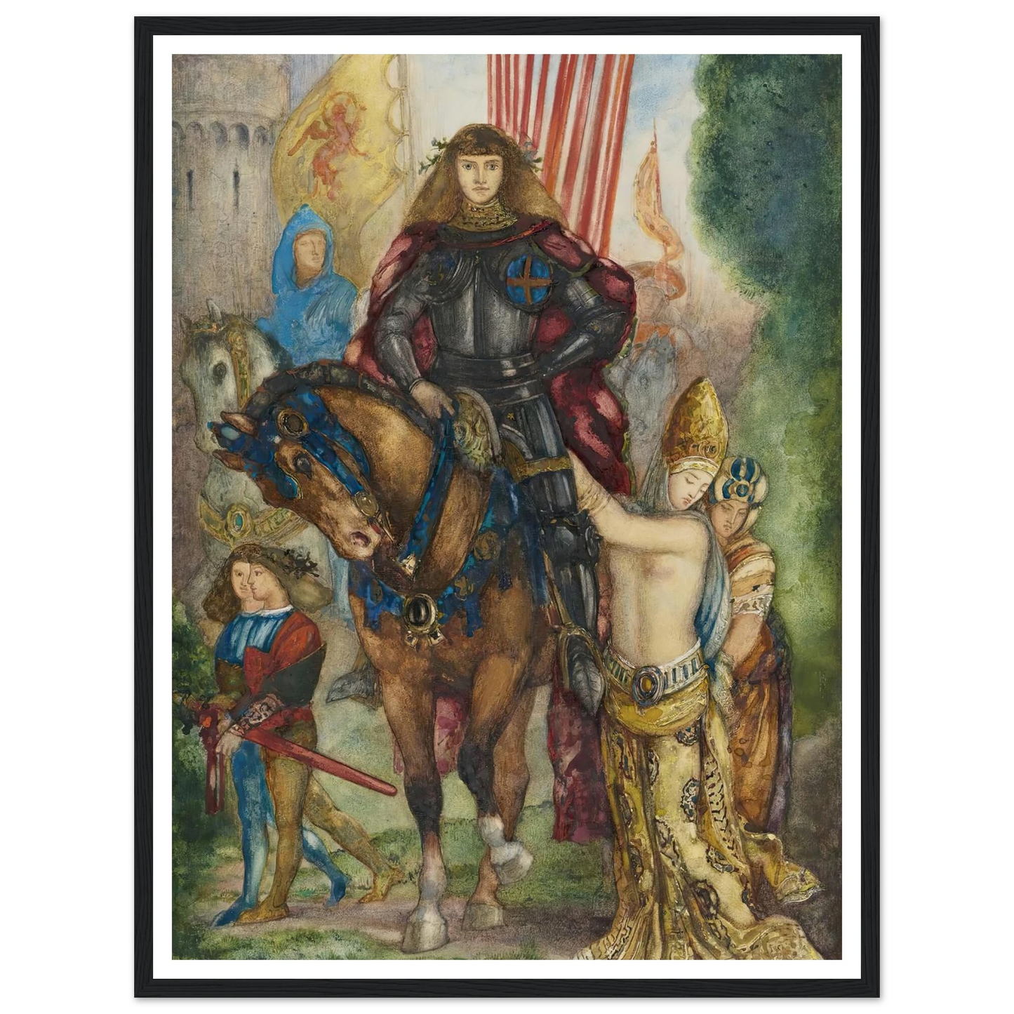 Reître et captives Art Print | Gustave Moreau - Framed Poster - 30x40 cm / 12x16″ - Black frame