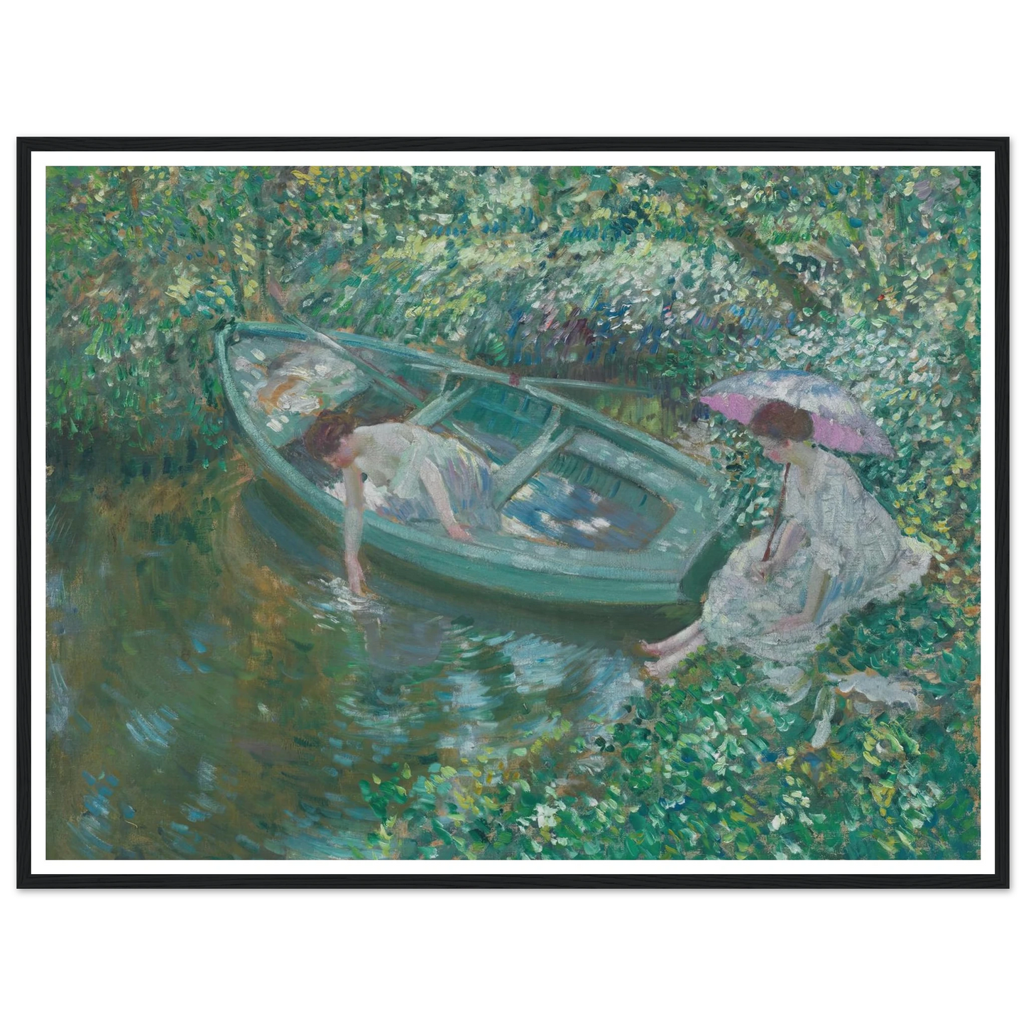 Repose at Noonday (circa 1911) Art Print | Frederick Carl Frieseke - Framed Poster - 30x40 cm / 12x16″ - Black frame