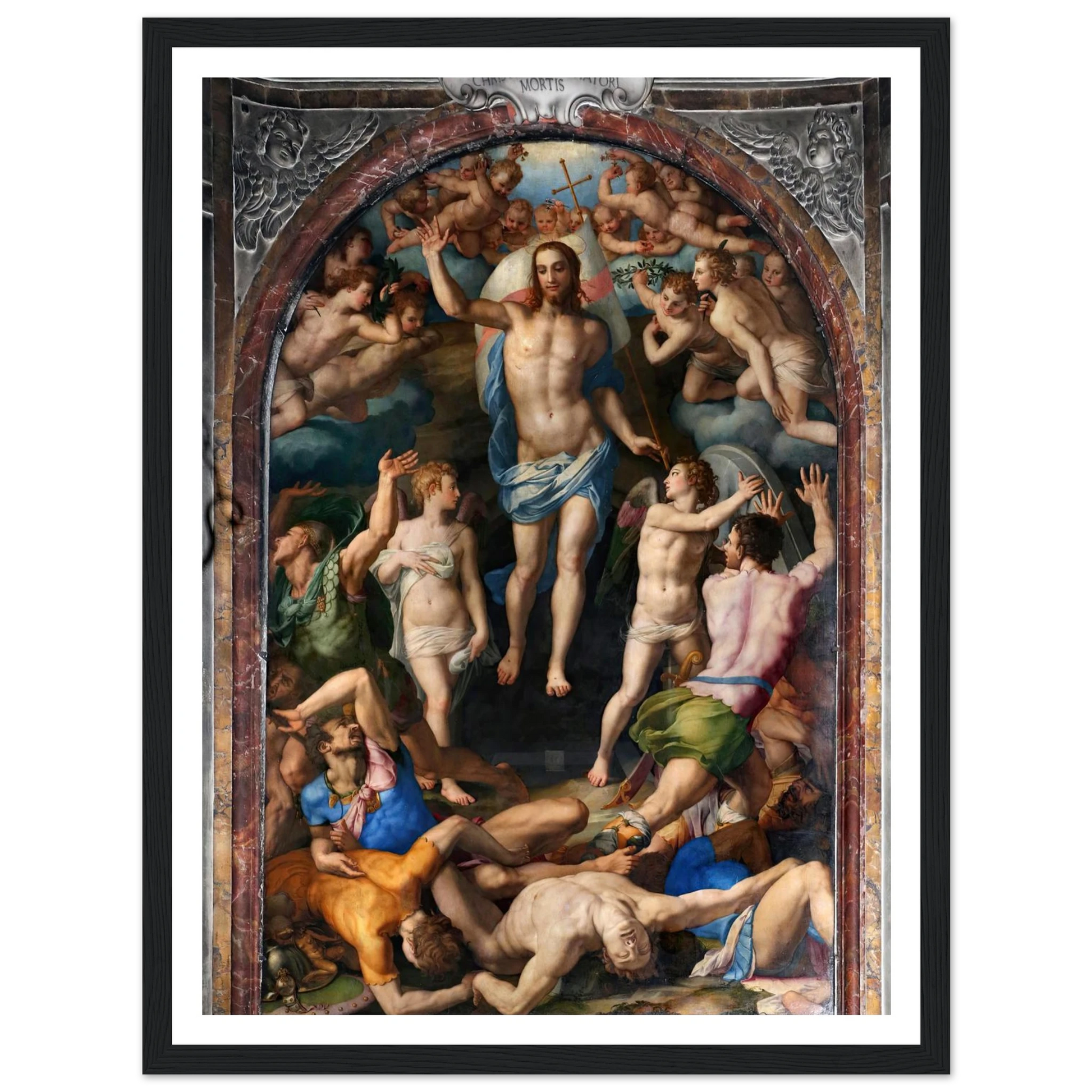 Resurrection Of Christ Art Print | Agnolo Bronzino - Framed Poster - 30x40 cm / 12x16″ - Black frame