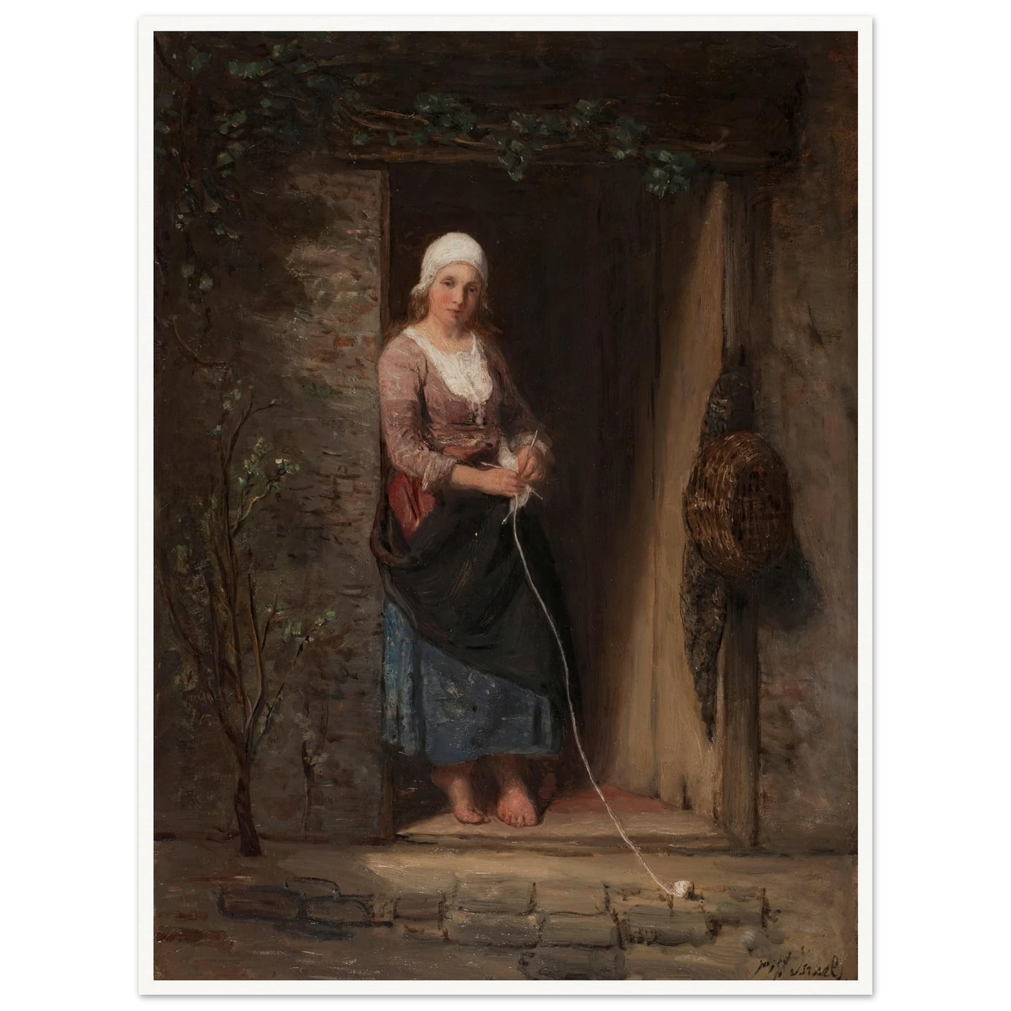 Reverie Art Print | Jozef Israels - Framed Poster - 30x40 cm / 12x16″ - Black frame